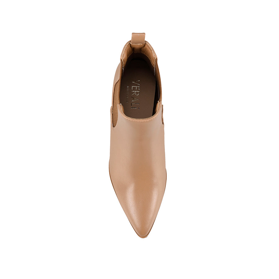 Magellan Chelsea Ankle Boots for Women - Dark Camel Leather Slip-On Booties - Comfortable Casual & Work Shoes for Fall Winter Fashion