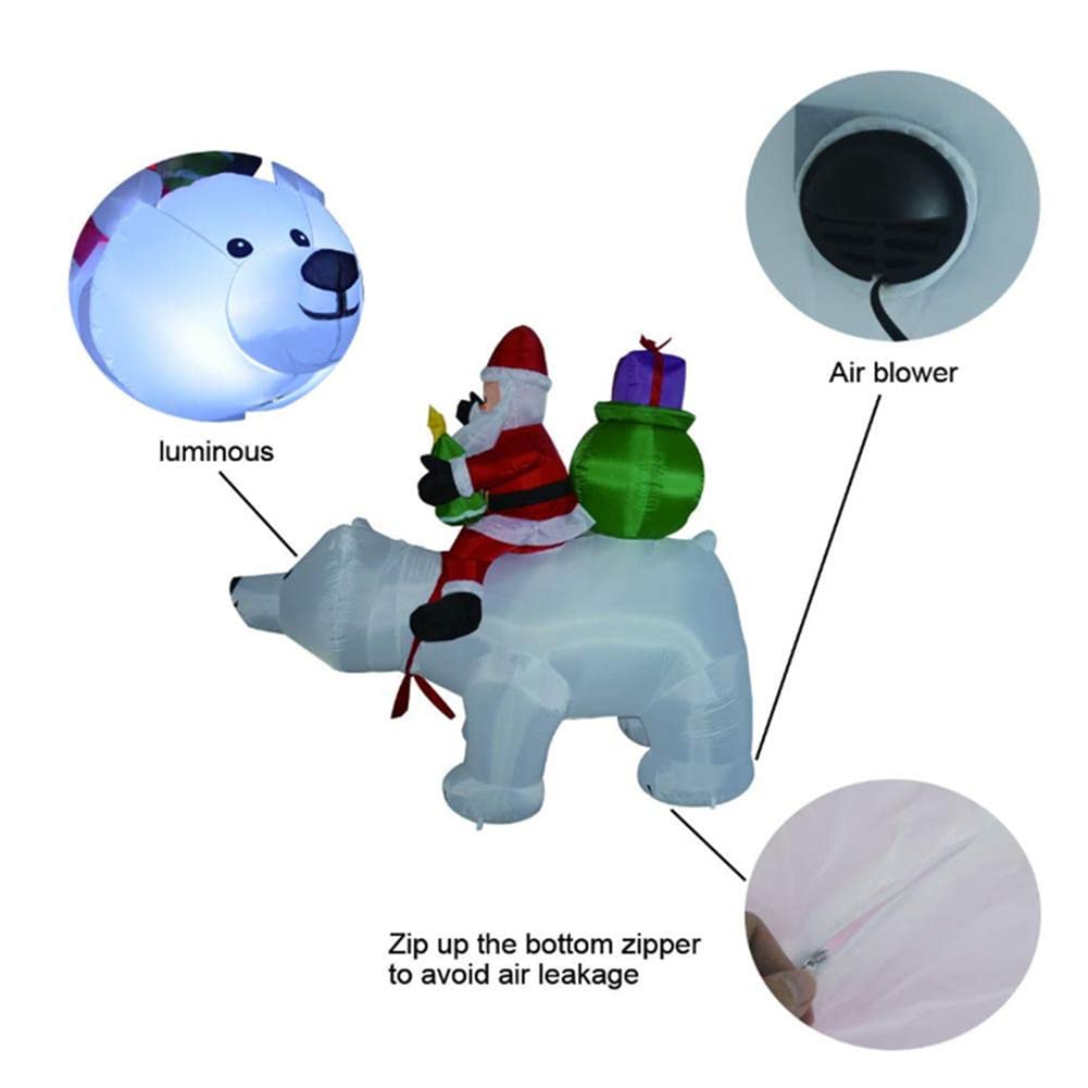 Giant Inflatable Santa Claus Riding Polar Bear with Shaking Head - Christmas Inflatable Decor for Home, Outdoor, Yard & Garden - Perfect for Holiday Parties, Neighborhood Displays & Festive Lighting