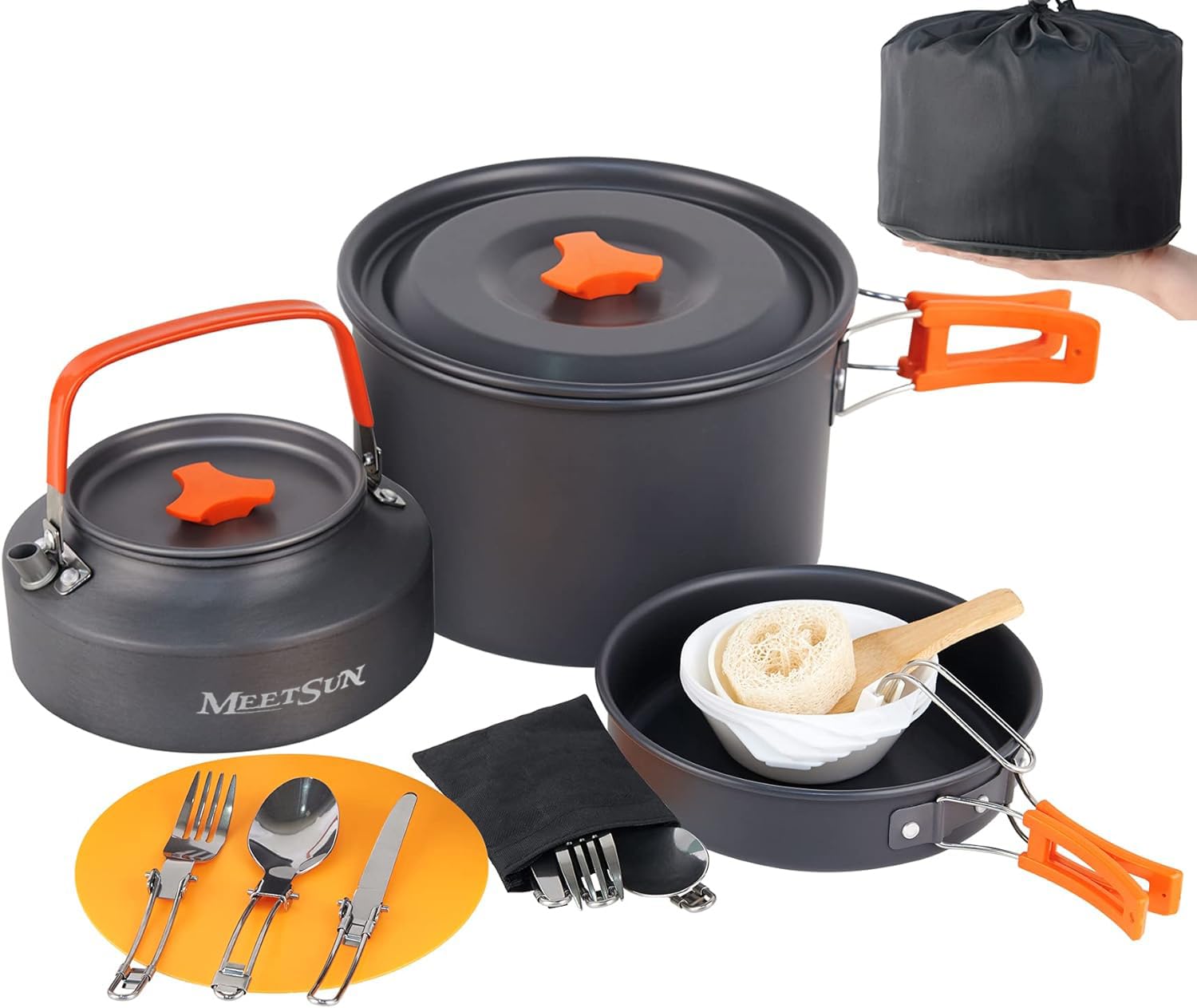 Ultralight Camping Cookware Set - Foldable Aluminum Pots & Pans for Backpacking, Hiking & Survival
