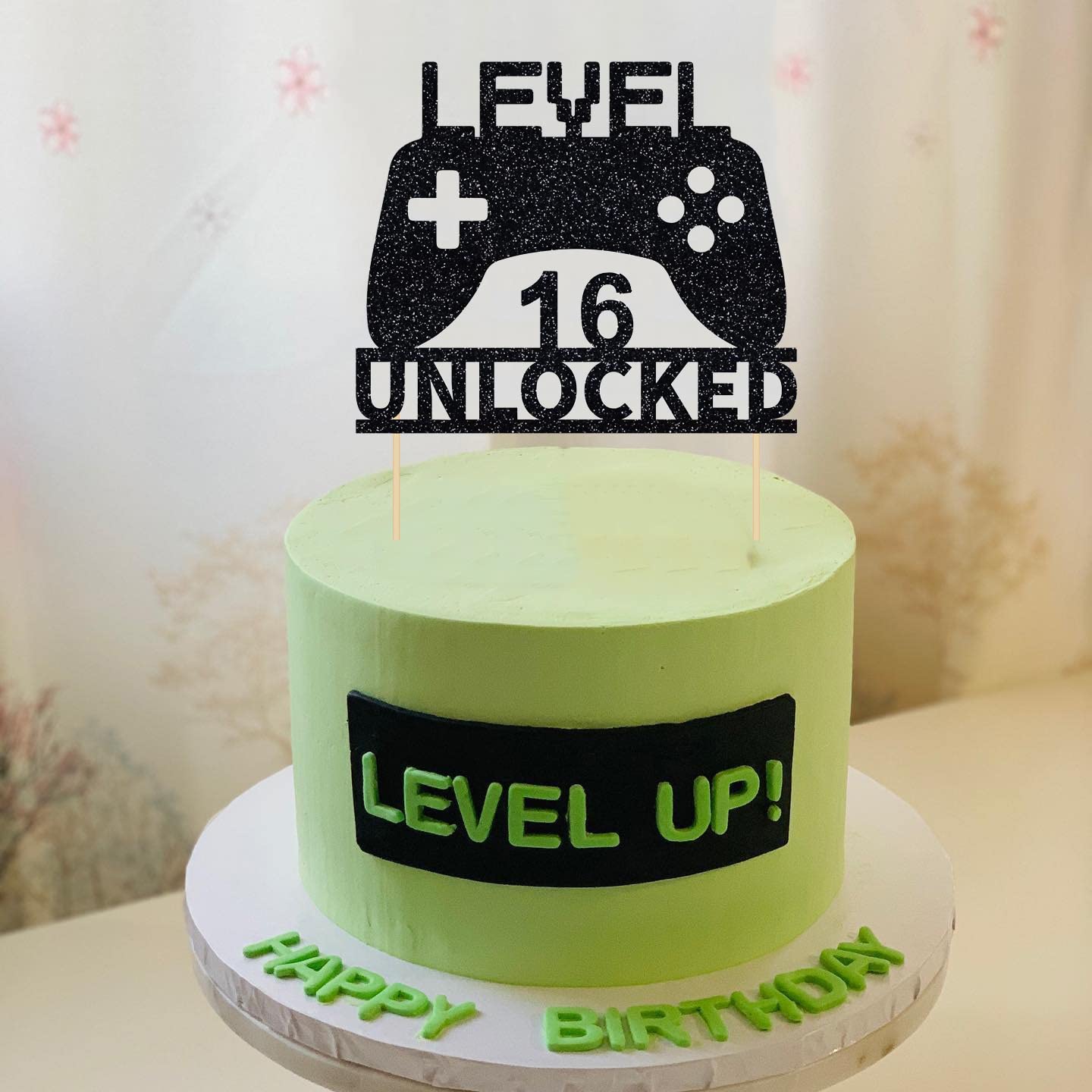 Level 16 Unlocked Cake Topper - Video Game Controller Birthday Decor for Sweet 16 Parties | Perfect for Gaming Themed Cakes, Cupcakes & Celebration Desserts