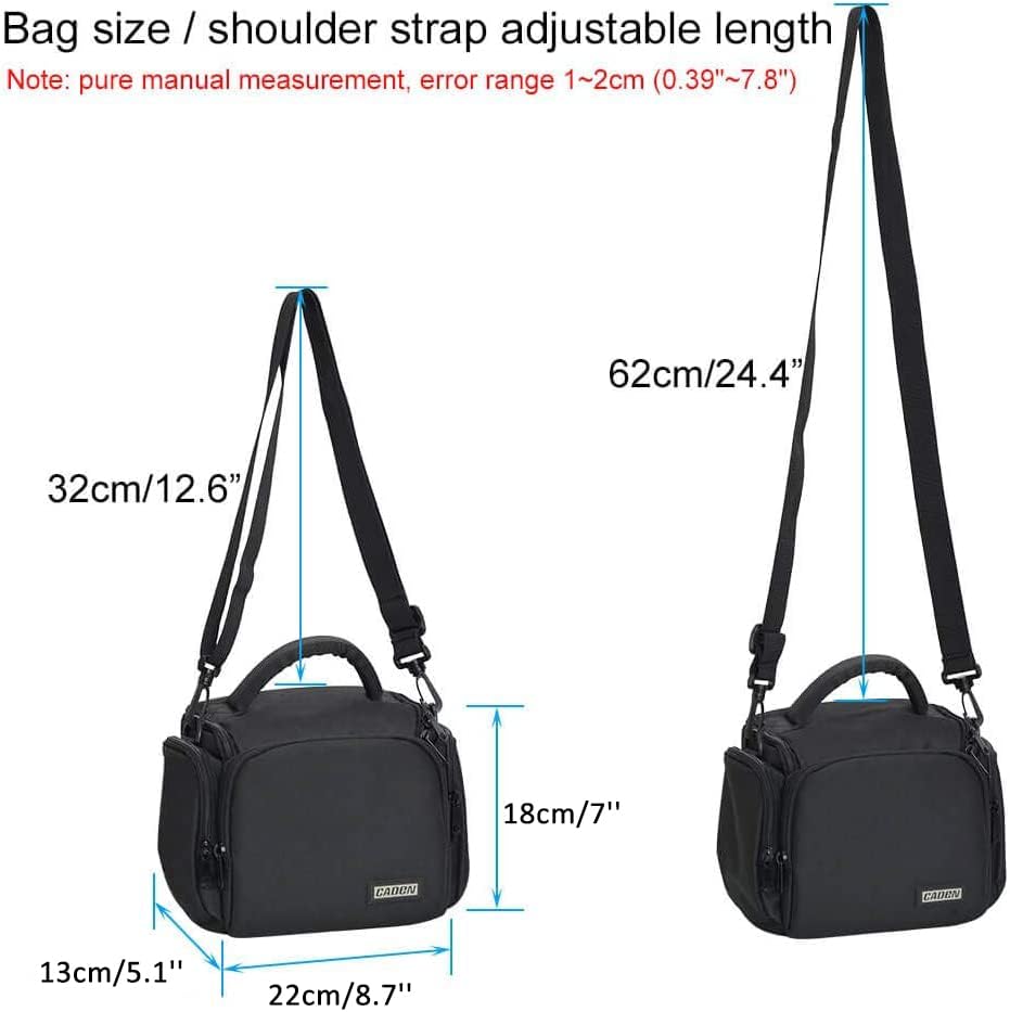 CADeN Compact Waterproof Camera Shoulder Crossbody Bag - Compatible with Nikon, Canon, Sony SLR/DSLR Mirrorless Cameras & Lenses (1.0 S, Black) - Perfect for Travel, Hiking & Outdoor Photography