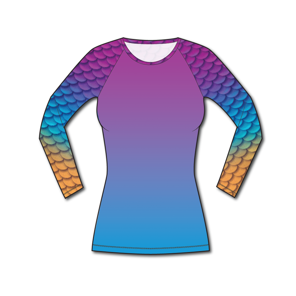 Aruba Mermaid Rash Guard for Women - UPF 50+ Sun Protection Swim Shirt for Surfing, Swimming & Beach Activities