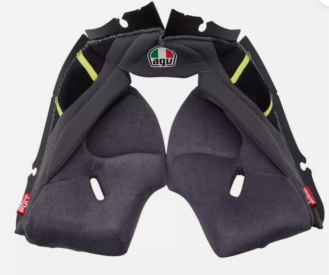 AGV Pista GP RR Motorcycle Helmet Cheek Pads - ECE 22.06 Certified - Grey & Yellow - Perfect for Racing & Track Days
