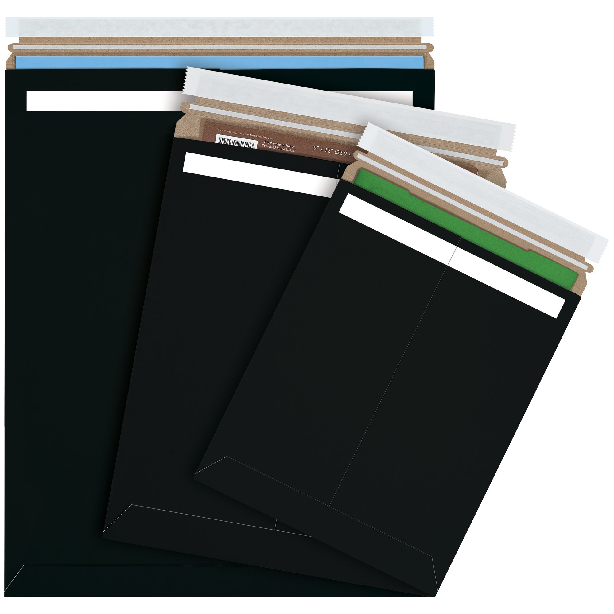 Tape Logic 17 x 21 Inch Stayflats Rigid Flat Mailers - Black (Pack of 100) | Photo & Document Mailers with Peel & Seal Closure | Easy Tear Strip Opening | Perfect for Shipping Photos, Documents & Small Packages