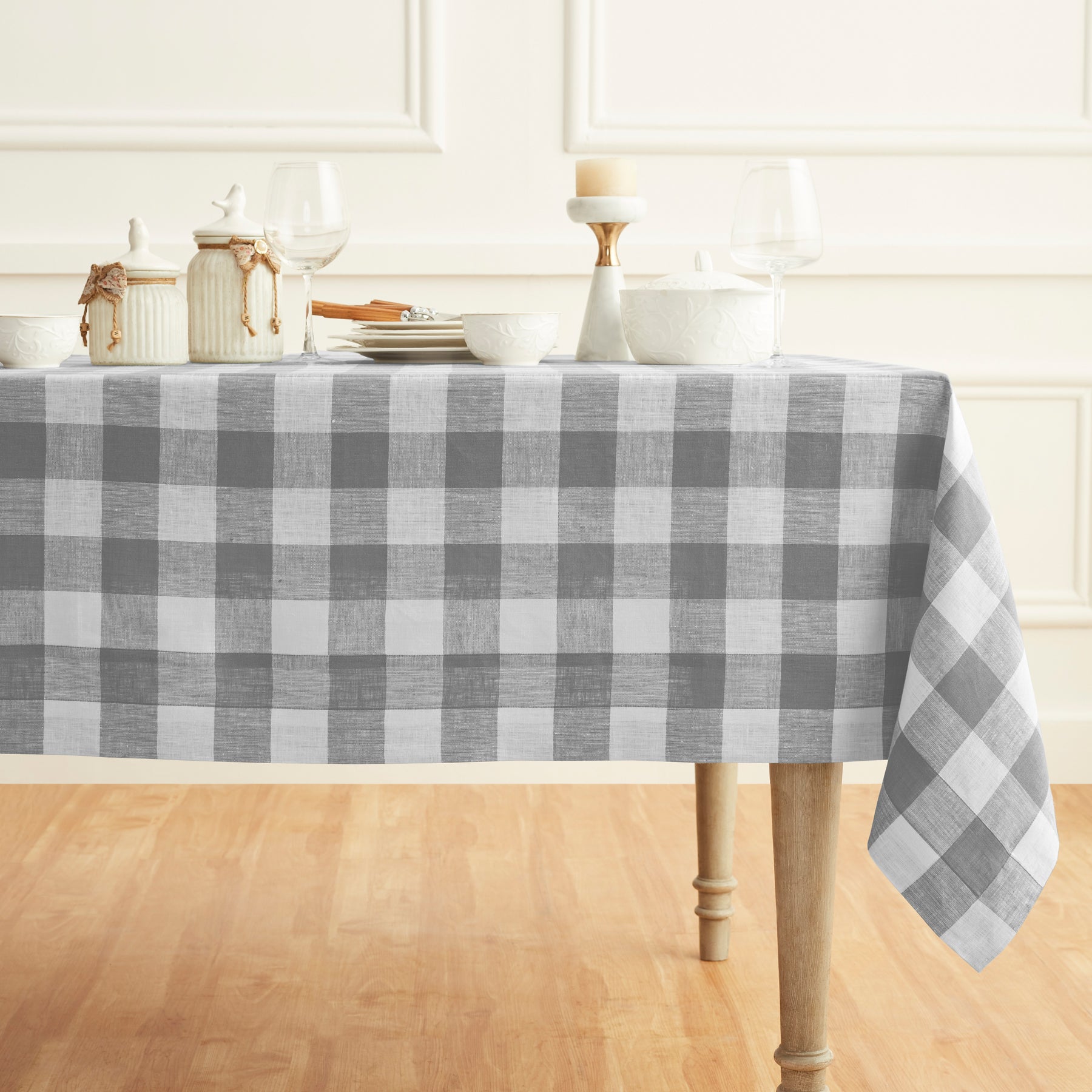 Buffalo Check Tablecloth - Red and Black Plaid Cotton Fabric for Dining Table - Perfect for Thanksgiving, Christmas, and Holiday Decorations