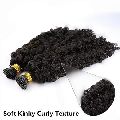 Kinky Curly I-Tip Human Hair Extensions - 100% Brazilian Remy Hair, Soft Curly Microlinks Fusion Stick, Pre-Bonded 100 Strands (24 Inch, 100g, #2 Darkest Brown) - Perfect for Natural-Looking Volume & Length for Parties, Weddings & Everyday Styling