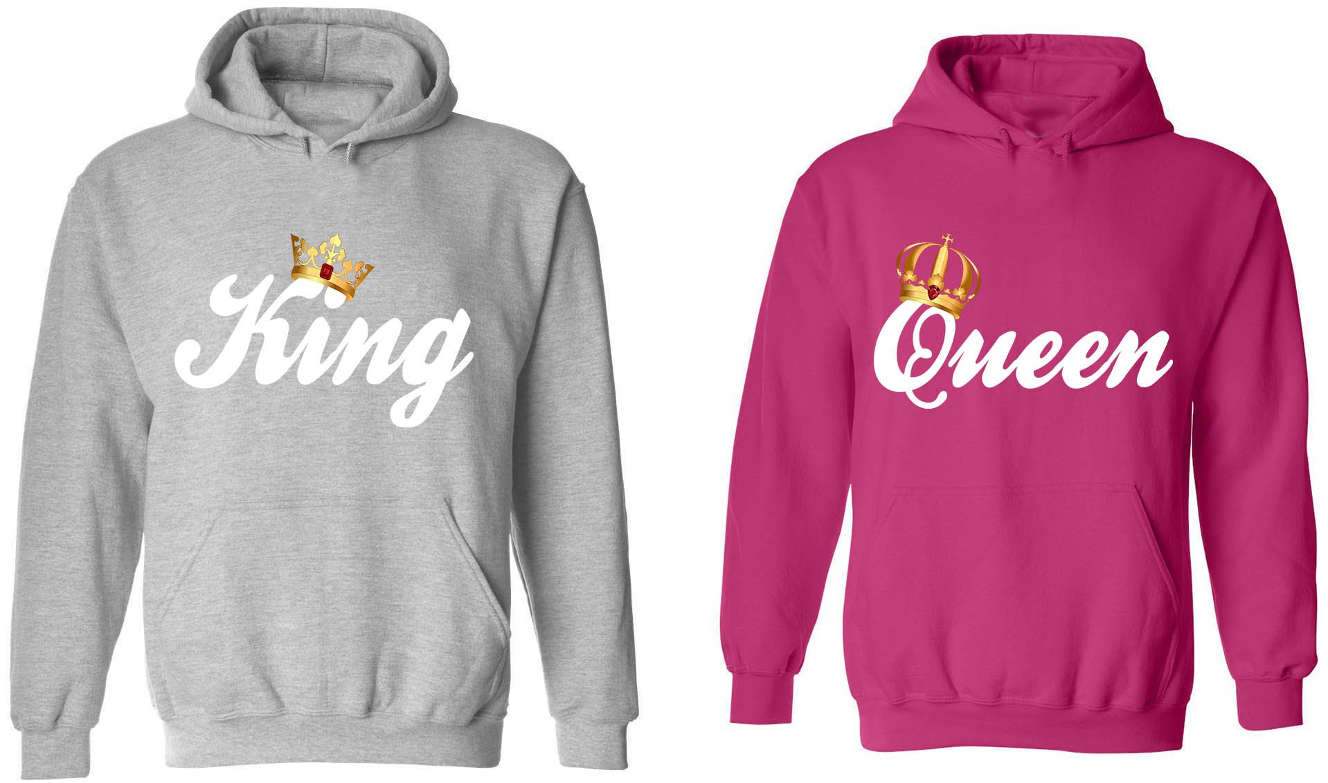 King & Queen Matching Couple Hoodies - His & Her Pullover Sweatshirts for Valentine's Day, Anniversary Gifts & Cozy Winter Outfits