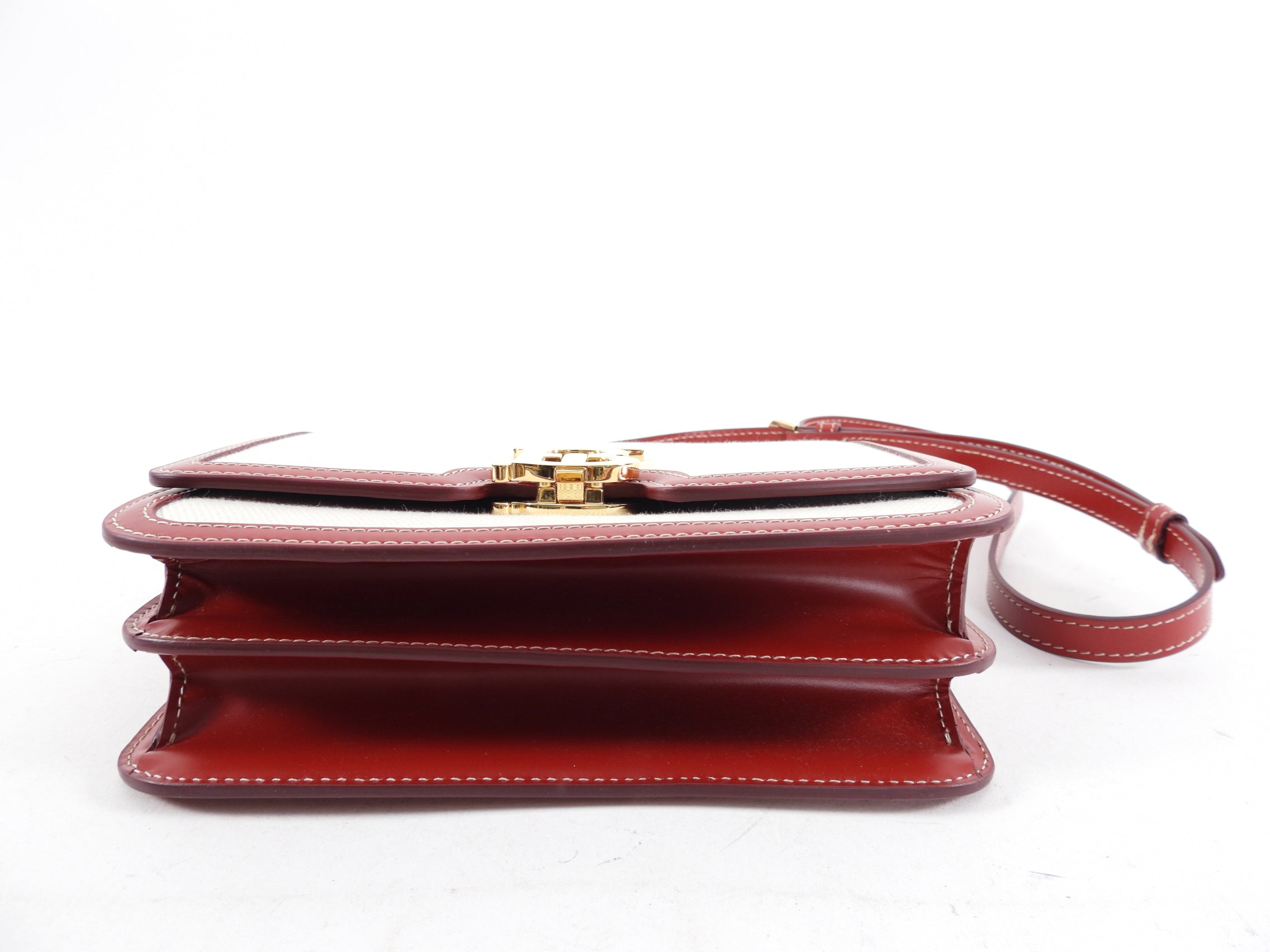 Burberry Small TB Canvas Toile and Red Leather Crossbody Bag for Women | Luxury Designer Handbag for Everyday Use, Date Night & Travel Accessories