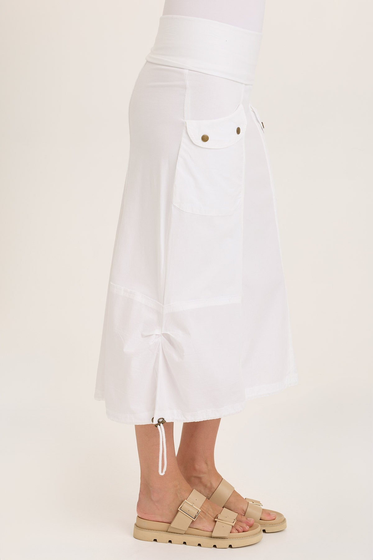 Marconi Cargo Cinch Bubble Hem Midi Skirt - Women's Casual A-Line Skirt with Pockets | Perfect for Streetwear, Travel & Everyday Outfits