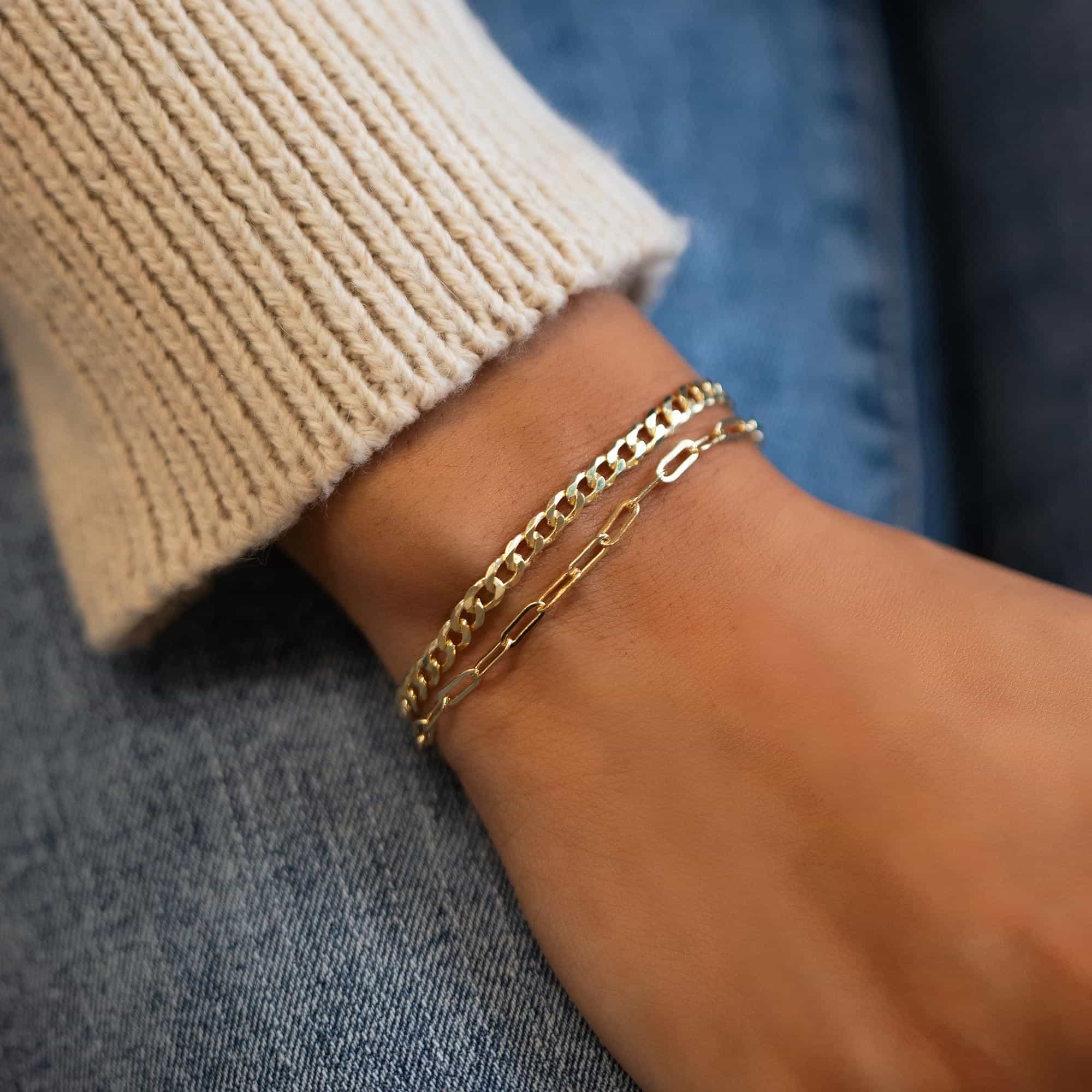 Stylish Cuban Curb Chain Bracelet for Men & Women - 14K Gold Plated Stainless Steel Link Bracelet - Perfect for Gifts, Parties, and Everyday Wear