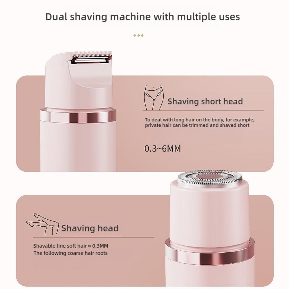 Dual Head Electric Shaver for Women - 2-in-1 Wet/Dry USB Rechargeable Body Hair Trimmer - Smooth Bikini & Leg Shaving at Home & Travel (Beige) | Perfect for Quick Hair Removal & Grooming