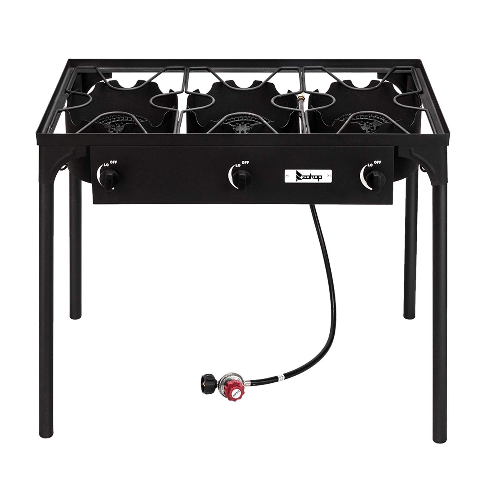 Portable High-Pressure Outdoor Camp Stove - 3 Burner Propane Gas Cooker with Cast Iron Grates for Camping, Backpacking, Home Brewing & Wok Cooking | Perfect for RV Trips, Tailgating & Emergency Preparedness