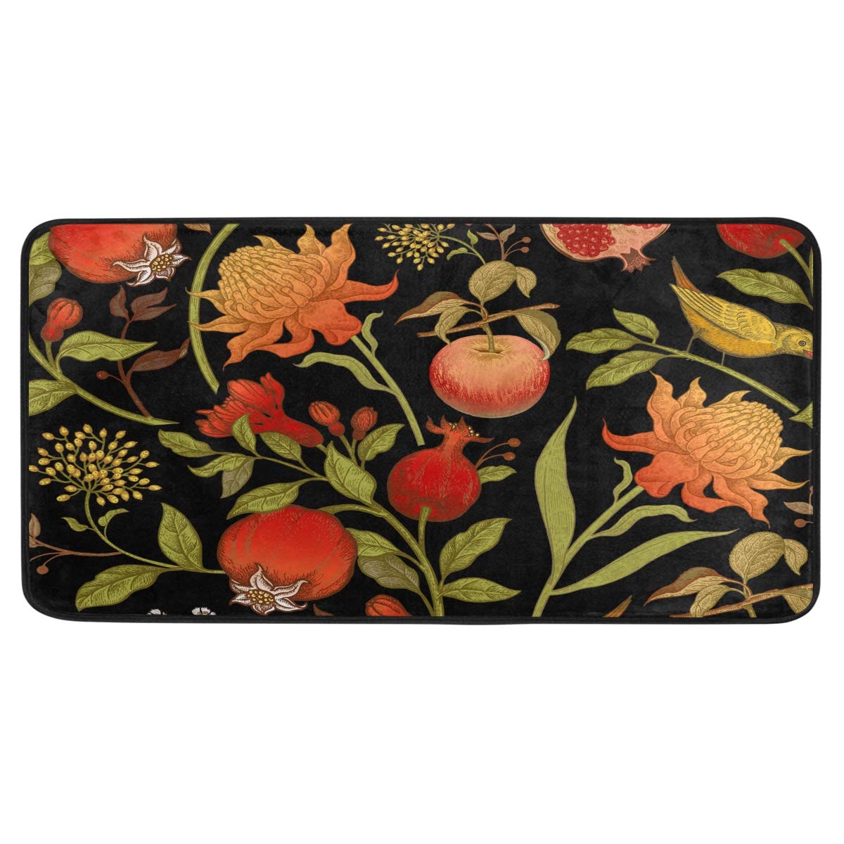 Susiyo Anti-Fatigue Kitchen Mat with Exotic Floral & Bird Print - Non-Slip, Oil-Resistant Floor Rug for Kitchen & Bathroom - Easy Clean Indoor/Outdoor Carpet - Perfect for Cooking Areas, Entryways & High-Traffic Zones