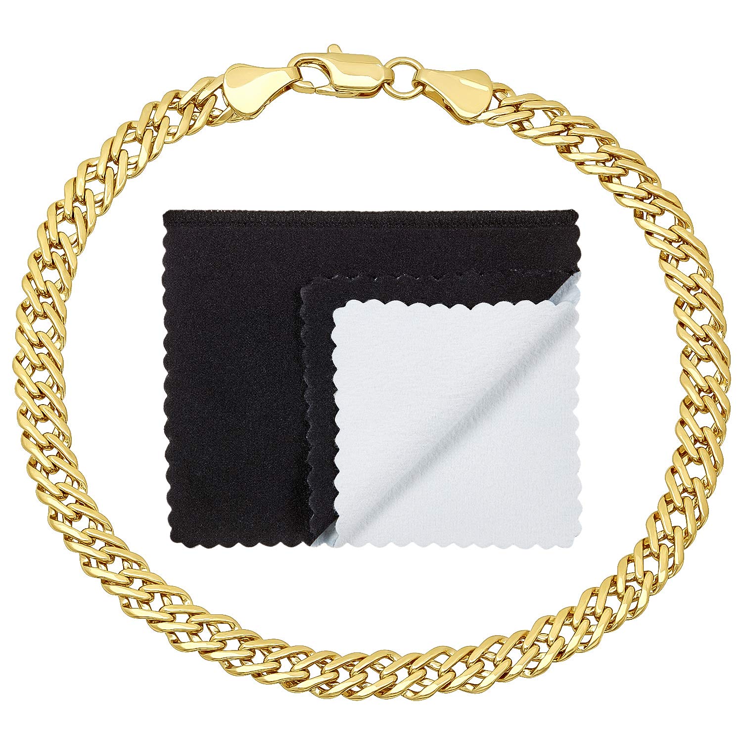 5mm-7mm Polished 14k Yellow Gold Plated Cable Venetian Chain Anklet for Women - Elegant Ankle Bracelet for Summer, Beach, Parties & Everyday Wear