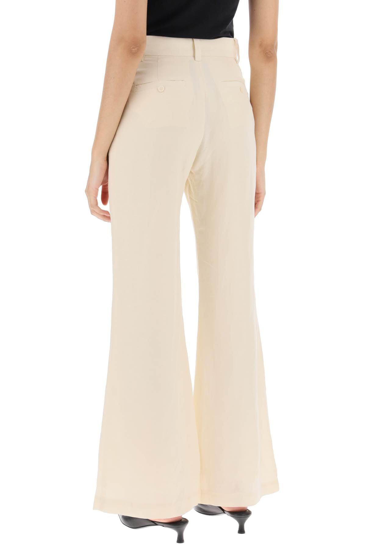 By Malene Birger Carass Linen Blend Pants - Women's High Waisted Wide Leg Trousers for Summer & Casual Wear