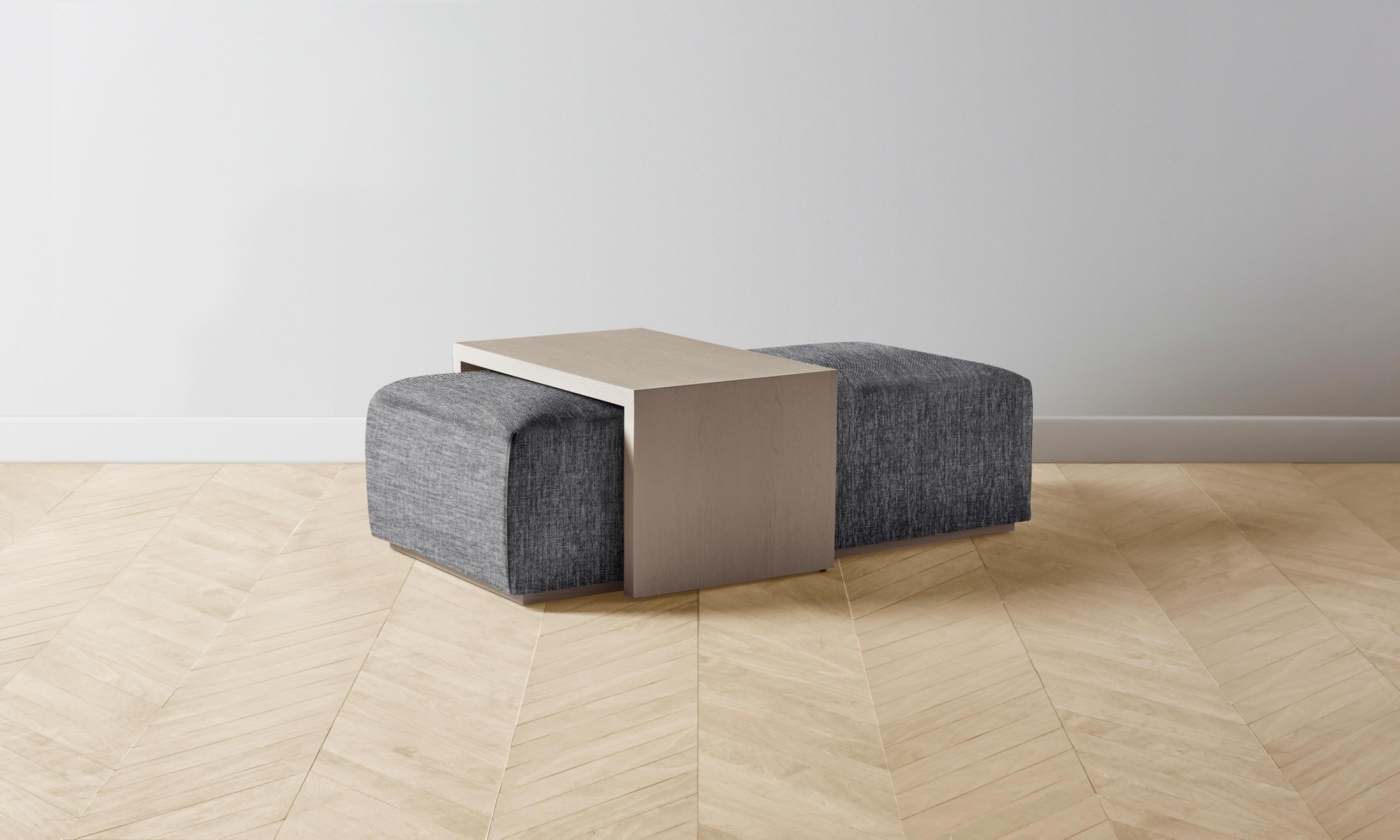 The Bowery Ottoman - Performance Tweed Smoke Upholstered Storage Bench for Living Room, Bedroom & Entryway - Stylish & Functional Home Decor