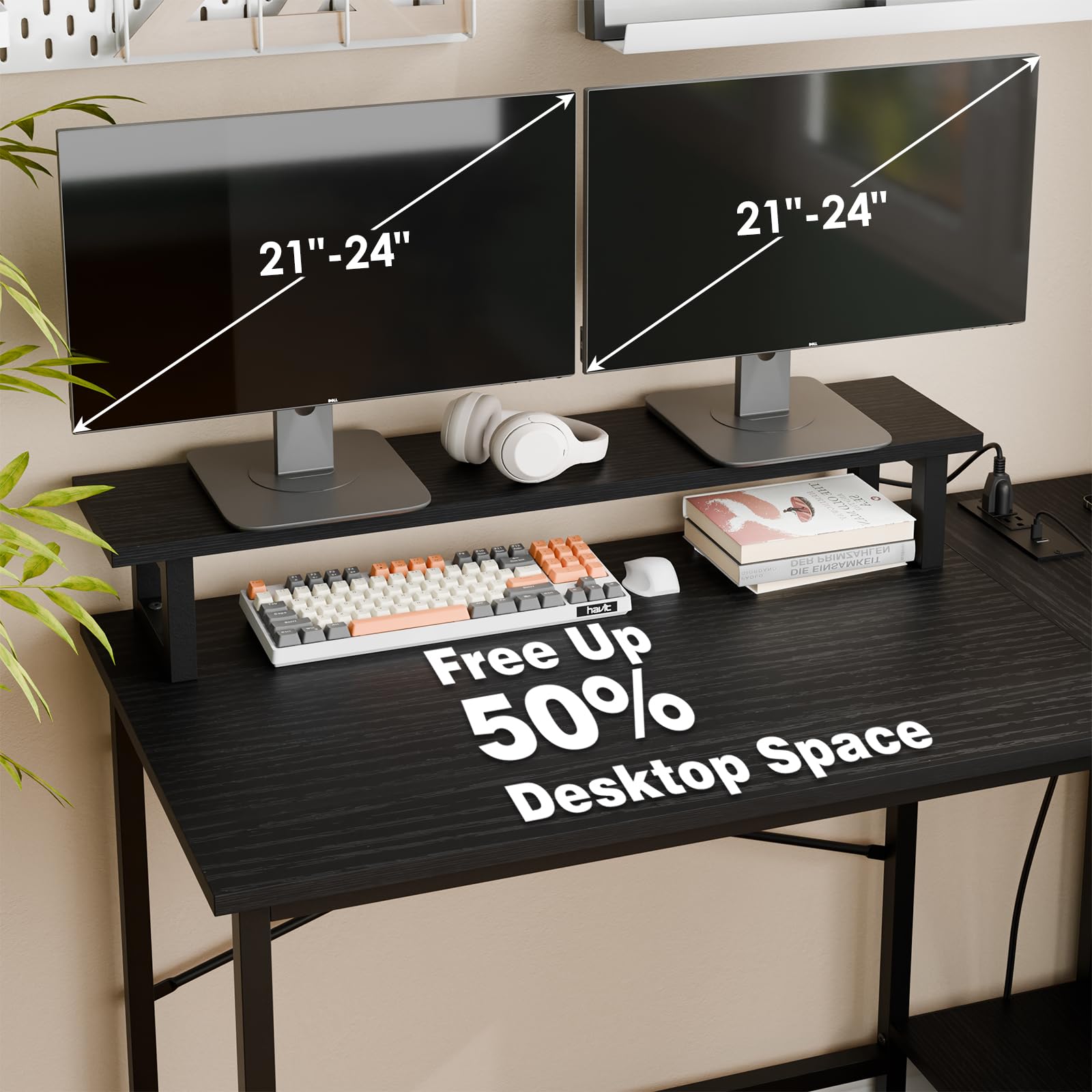 Fixwal L-Shaped Gaming Desk with Power Outlets & LED Lights - Compact Corner Computer Desk for Small Spaces, Home Office Desk with Drawer, Black | Perfect for Bedroom Gaming Setup, Study & Workstation Organization