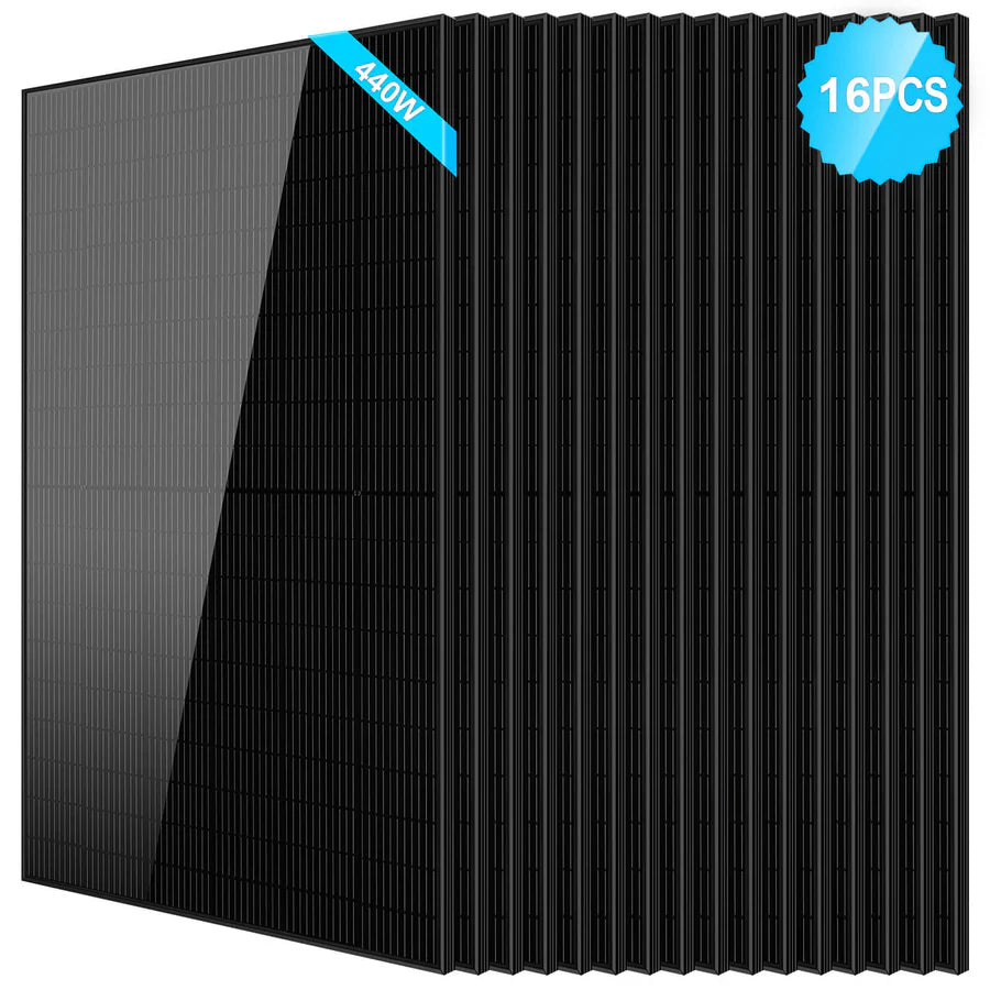SunGoldPower 440W Monocrystalline Black PERC Solar Panel - High Efficiency Solar Panel for Home, RV & Off-Grid Power - Perfect for Residential, Camping & Emergency Backup