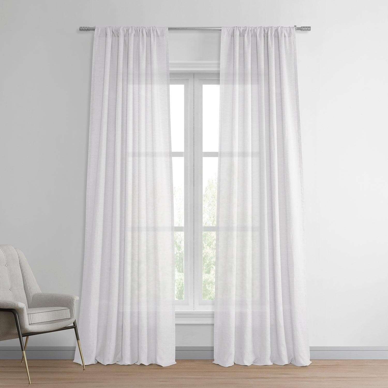 Luxury White French Linen Curtains for Living Room - Premium Blackout Drapes for Bedroom & Home Decor