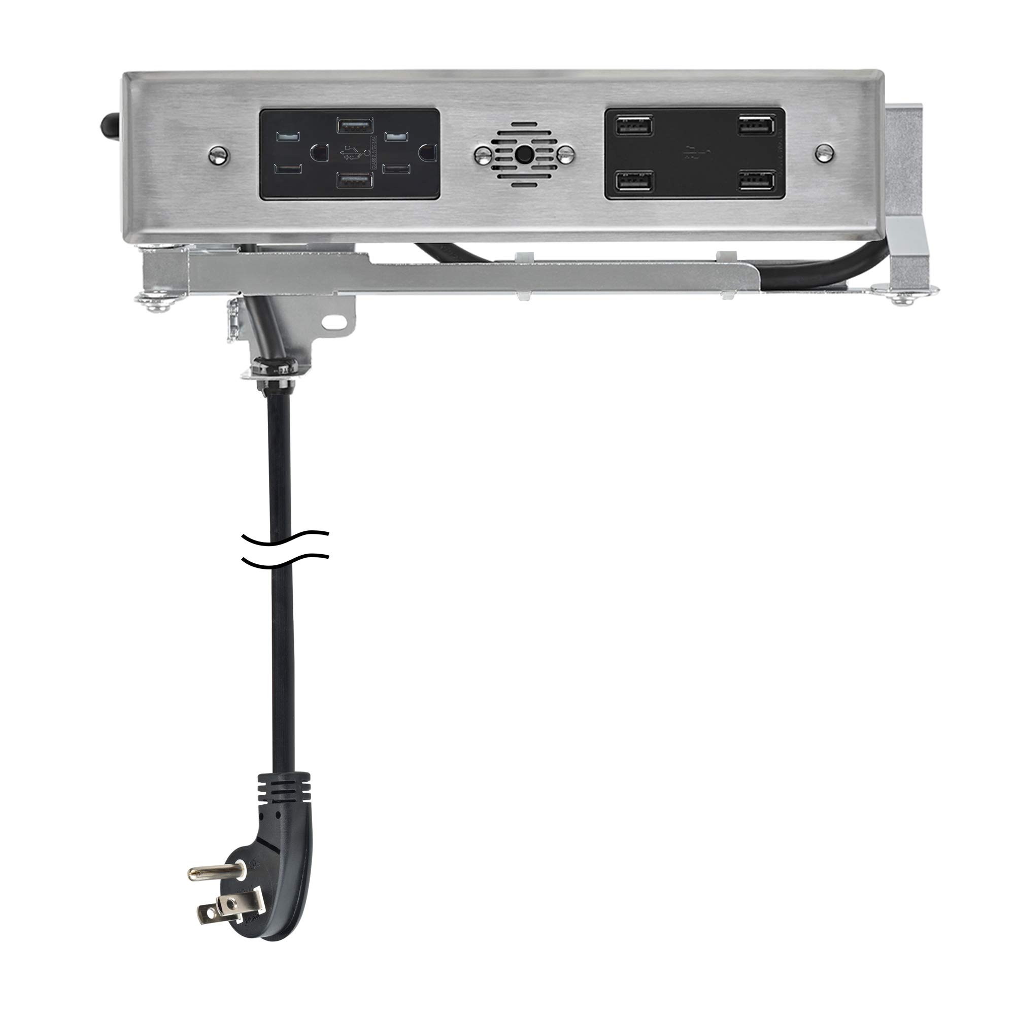 Docking Drawer Blade Duo In-Drawer Outlet with 6 USB-A Ports & 2 15A AC Outlets - Built-in Safety Shutoff, Stainless Steel - Perfect for Kitchen, Office & Workshop Organization