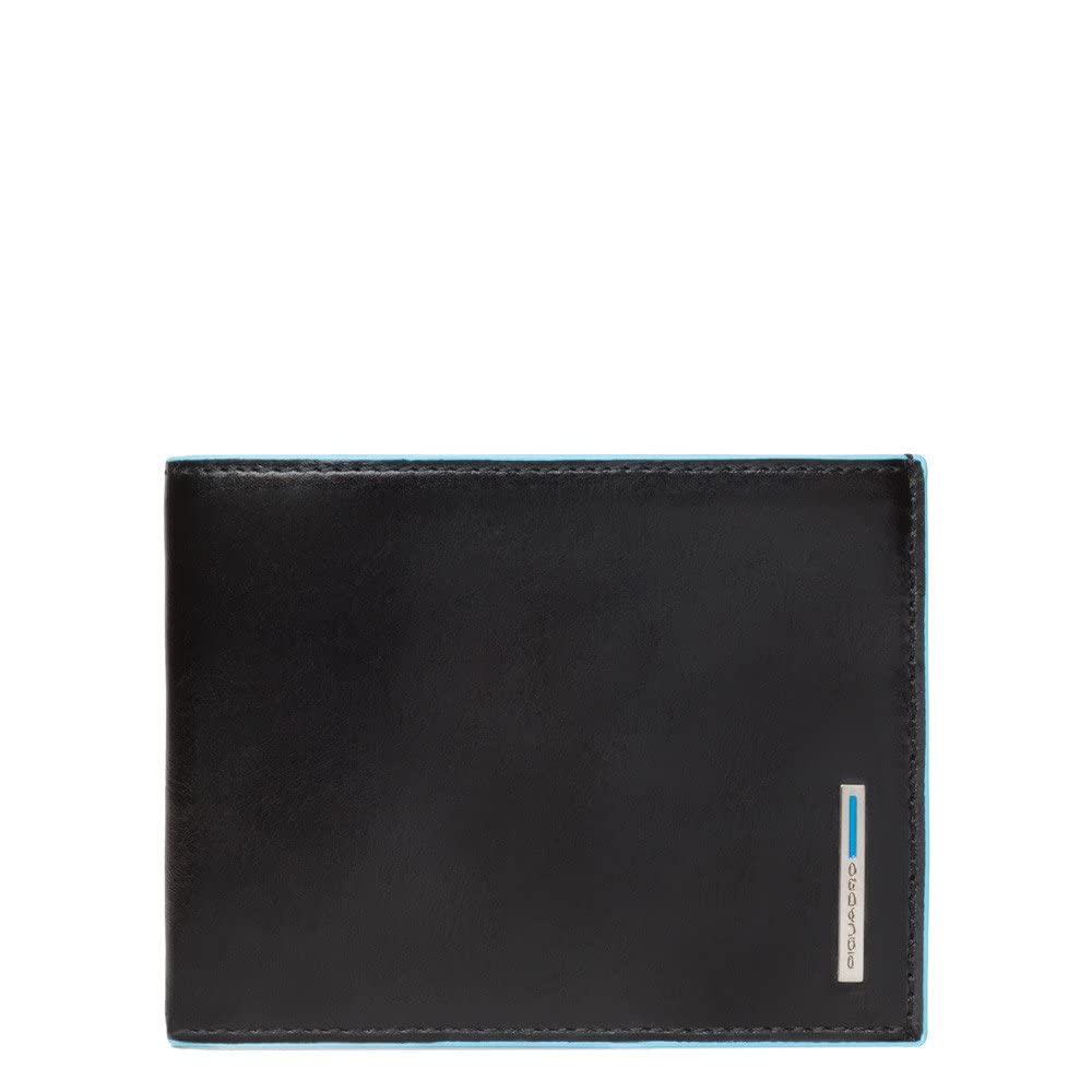 Piquadro Men's Leather Coin Wallet - Slim RFID Blocking Money Holder for Cash & Cards (Black, 12cm) - Perfect for Travel, Business & Everyday Use