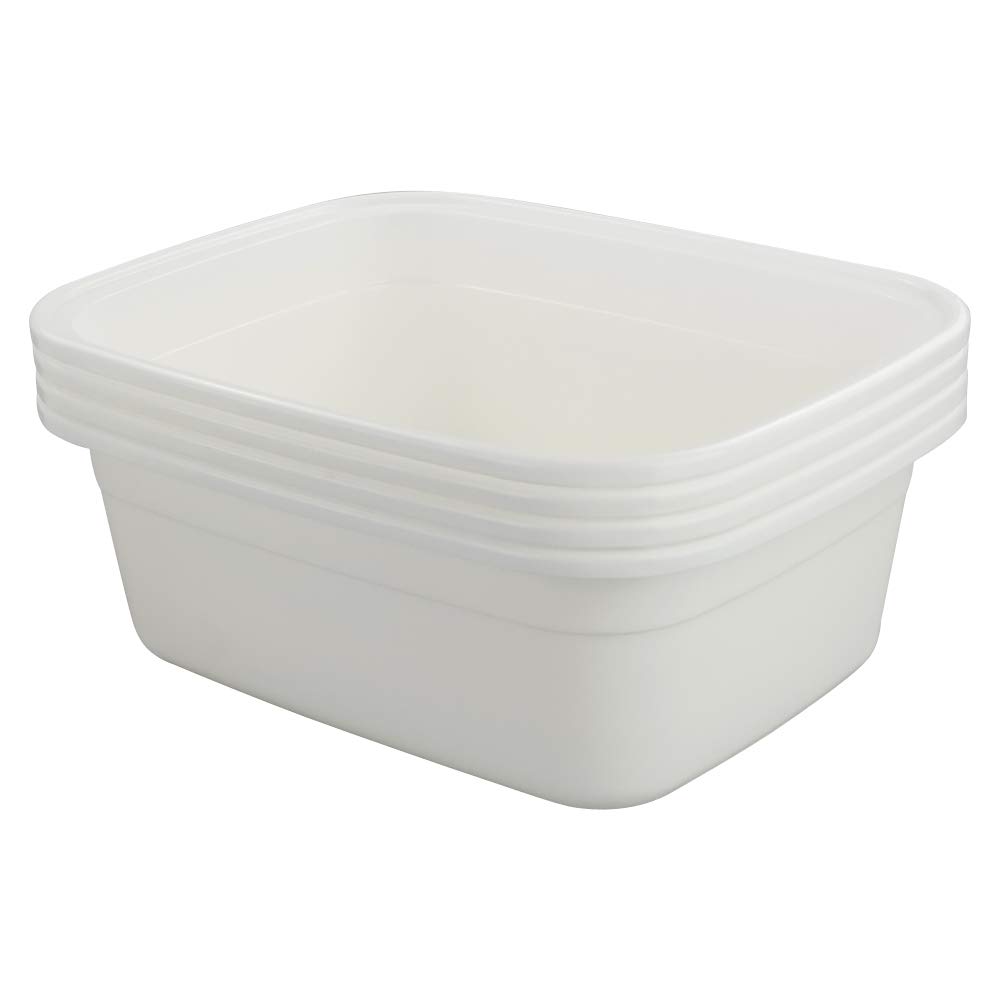 12 Quart Plastic Wash Basin, 4 Pack Dish Pan - Large White Kitchen Sink Container for Washing Dishes, Vegetables, and Laundry | Durable & Multipurpose Cleaning Tub for Home, Camping, and Outdoor Use