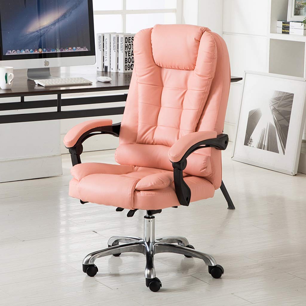 FMOGE Ergonomic Office Desk Chair - Reclining Leather Computer Chair with Swivel & Lift for Home & Office - Comfortable Boss Chair in Brown - Perfect for Workstations, Gaming & Study Desks