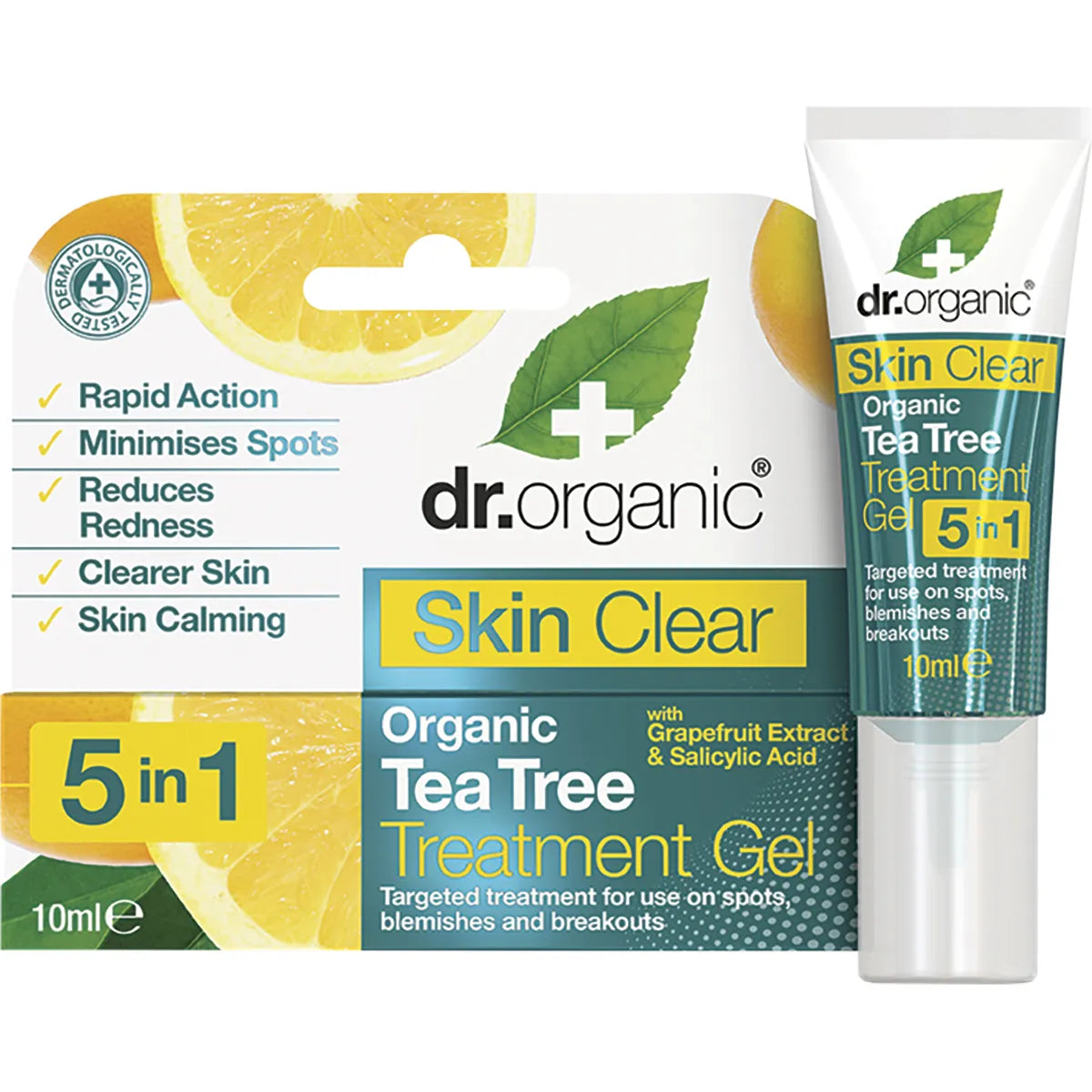 Dr Organic Tea Tree Treatment Gel for Clear Skin - Acne & Blemish Relief - Natural Organic Skincare for Face & Body