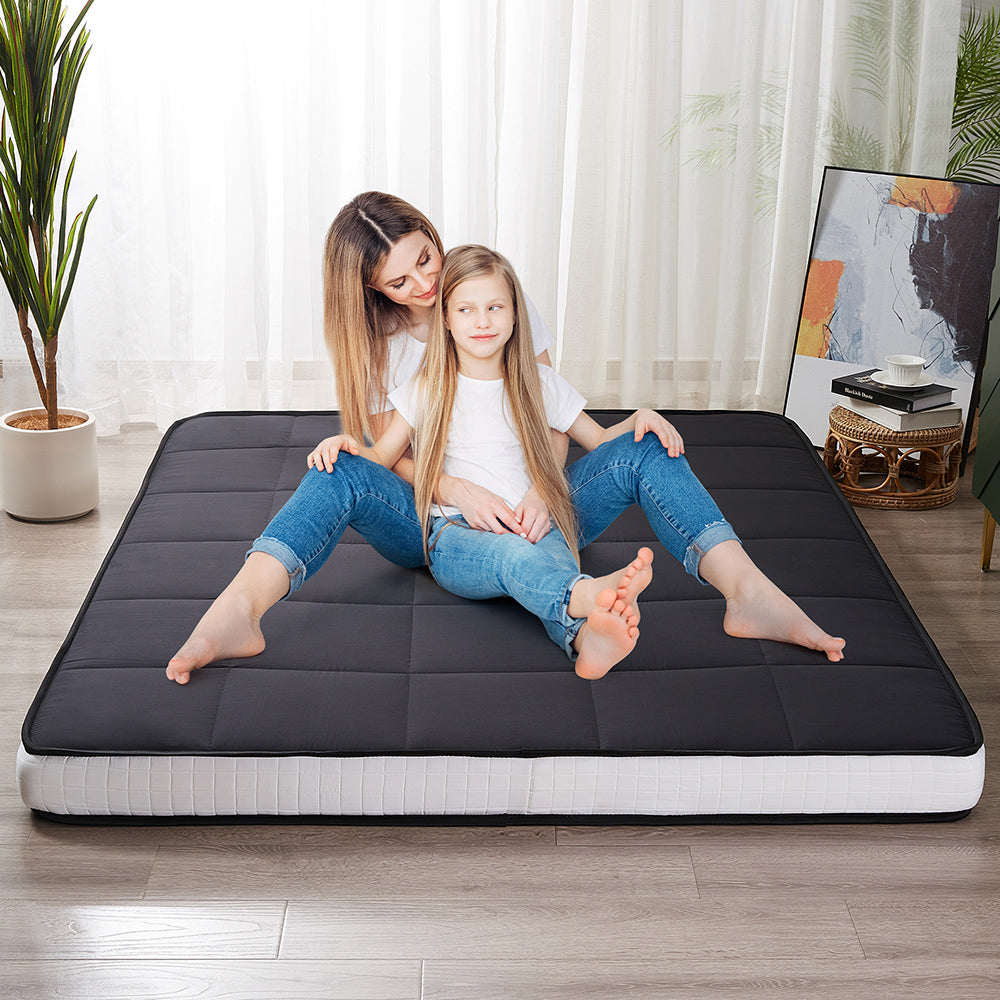 MAXYOYO 6-Inch Extra Thick Square Floor Futon Mattress - Foldable Memory Foam Topper Mattress Pad for Guest Bed, Dorm Room & Small Spaces - Black