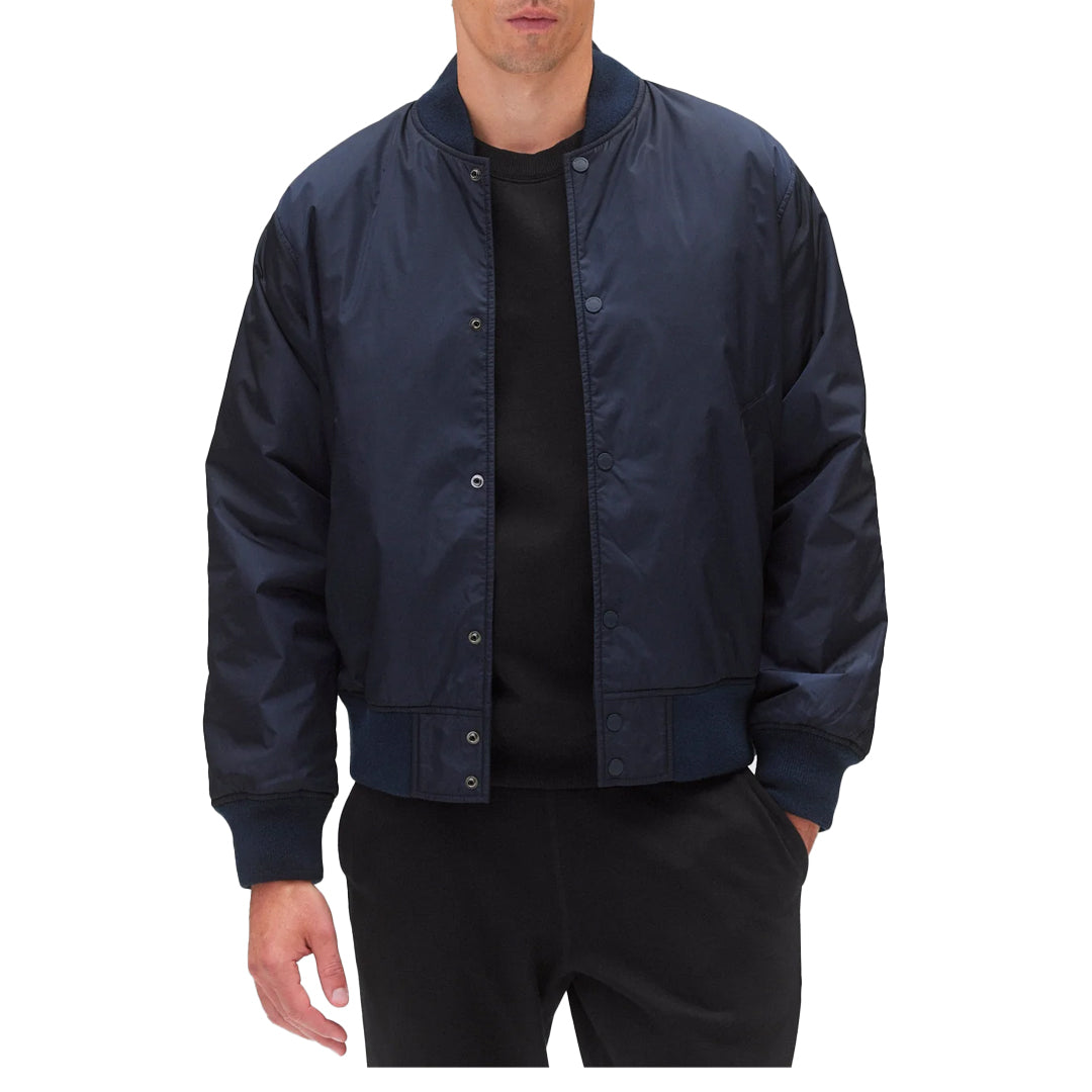 Econyl Satin Nylon Stadium Jacket for Women - Water-Resistant Lightweight Windbreaker - Perfect for Outdoor Sports, Running & Casual Wear (Navy Blue)