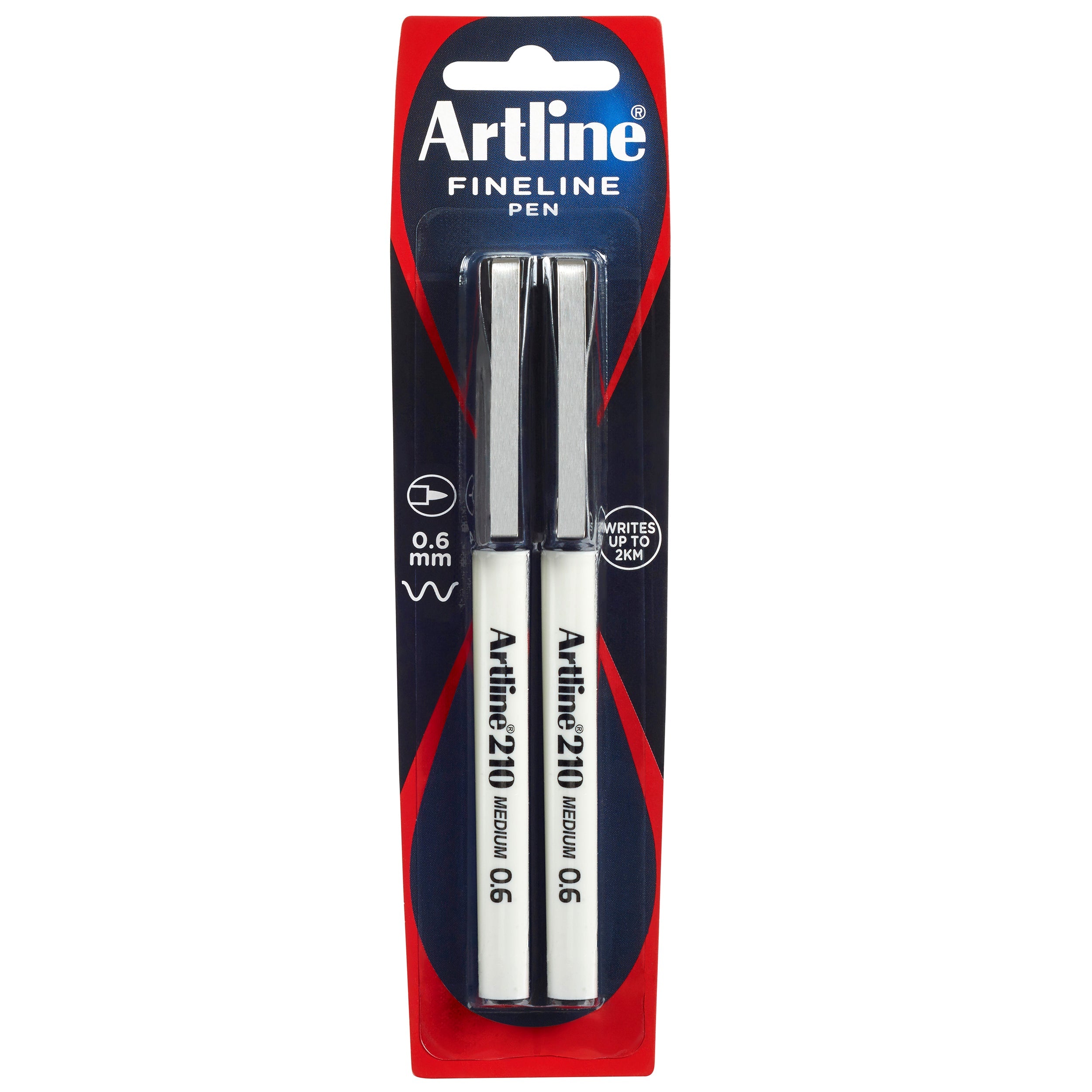 Artline 210 Fineliner Pen - 0.6mm Ultra Fine Tip Black Ink - 2 Pack Set for Sketching, Journaling & Note Taking