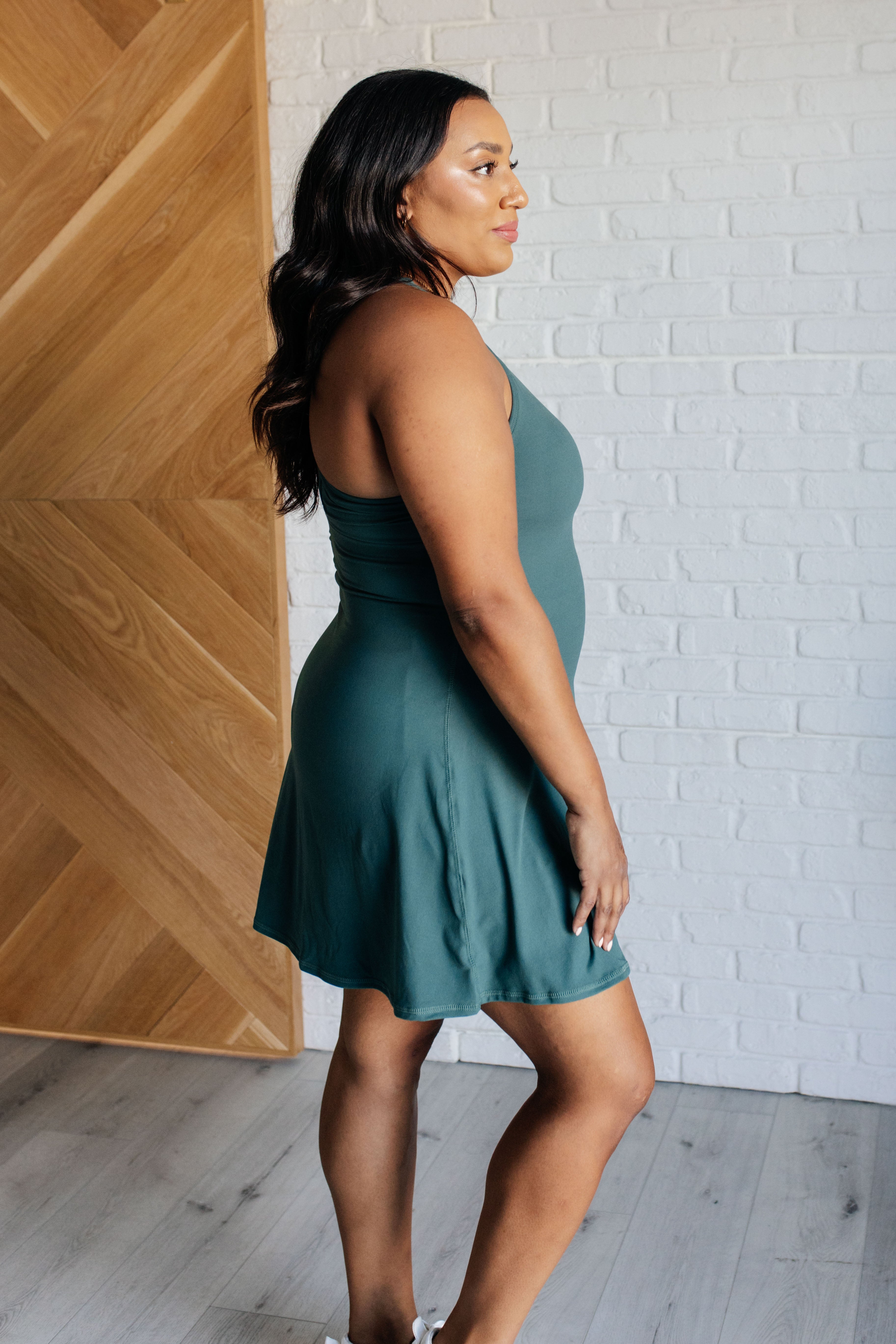 First Serve Tennis Dress in Everglade Green - Women's Athletic Performance Dress for Tennis, Pickleball & Active Wear