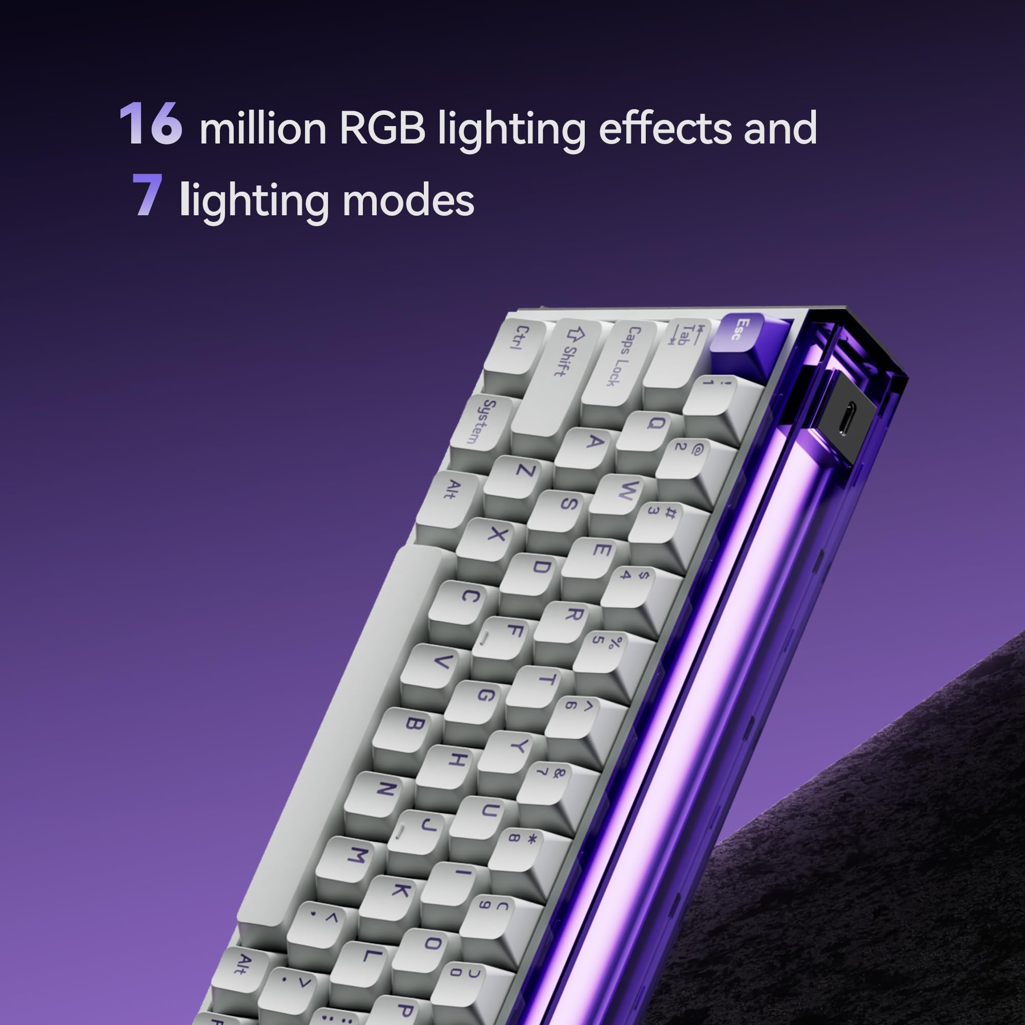 MelGeek MADE68 Pro Wired Gaming Keyboard - Hall Effect Magnetic Switch, 65% Compact Layout, Rapid Trigger, Hot-Swappable, RGB Backlit, Adjustable Actuation - Perfect for Competitive Gaming & Typing (Purple)