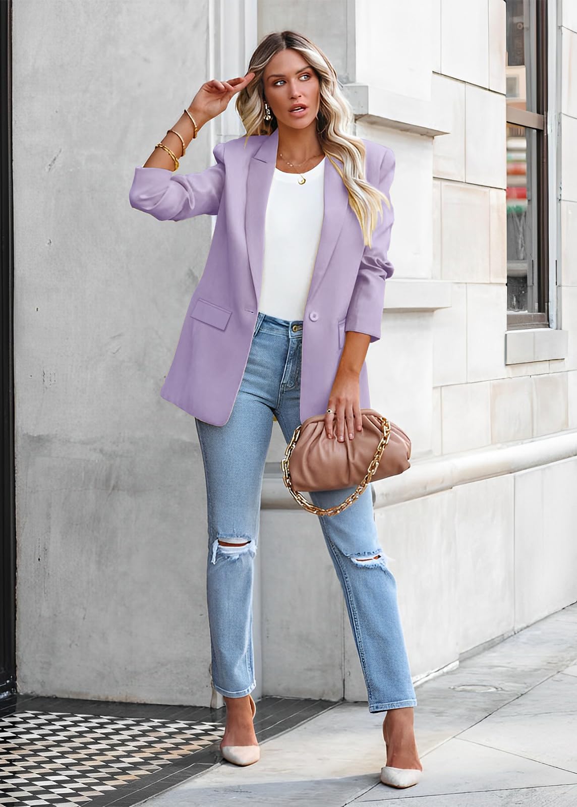 Women's Casual Loose Fit Long Sleeve Blazer with Pockets - Office Work Jacket for Business Professional & Smart Casual Outfits