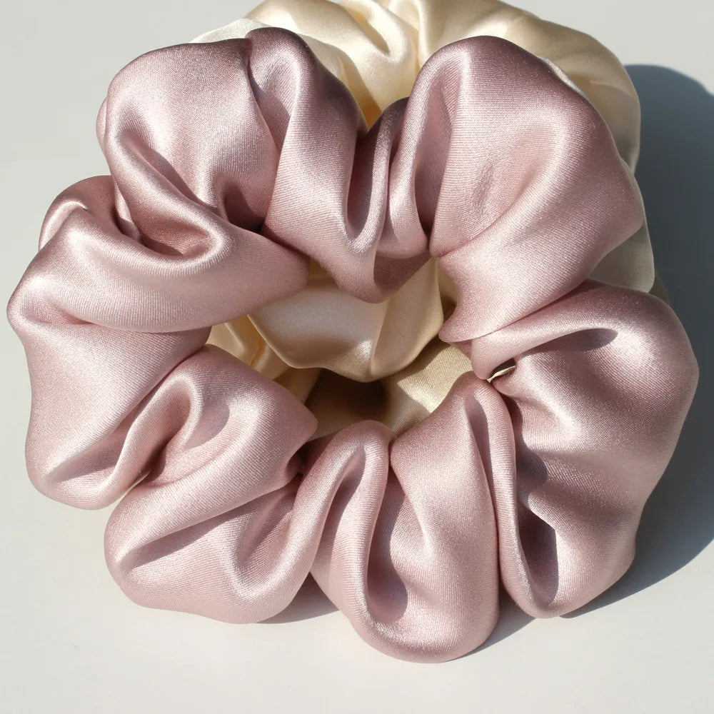 Premium Silk Scrunchie Hair Ties - Soft & Gentle Hair Bands for Women & Girls (3-Pack) - Perfect for Workouts, Sleep, and Everyday Styling
