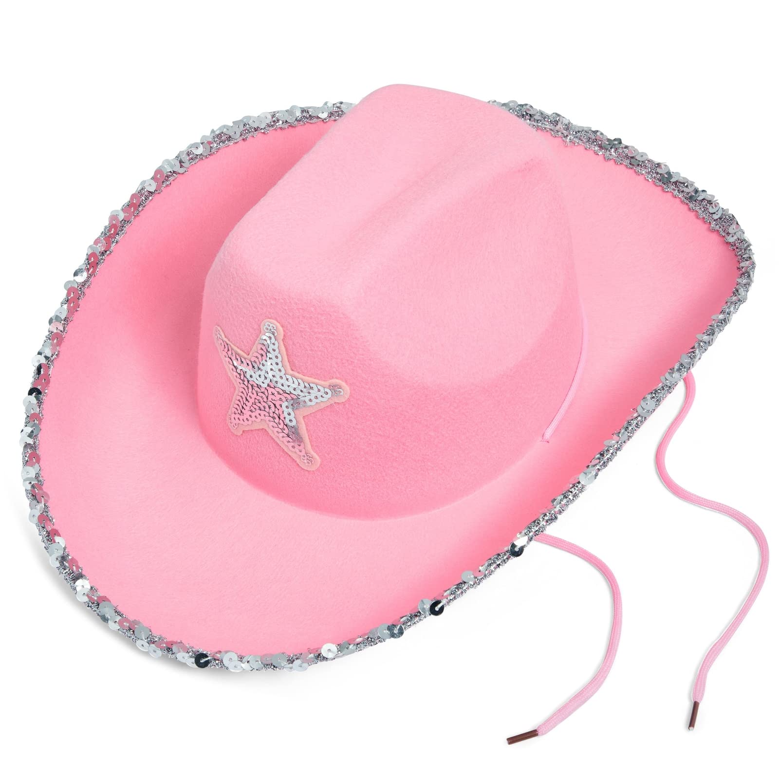 Zodaca 4-Pack Pink Cowgirl Hats - Western Style Felt Cowboy Hats with Star Design for Adults | Costume Party, Halloween, Rodeo Events & Country Themed Outfits