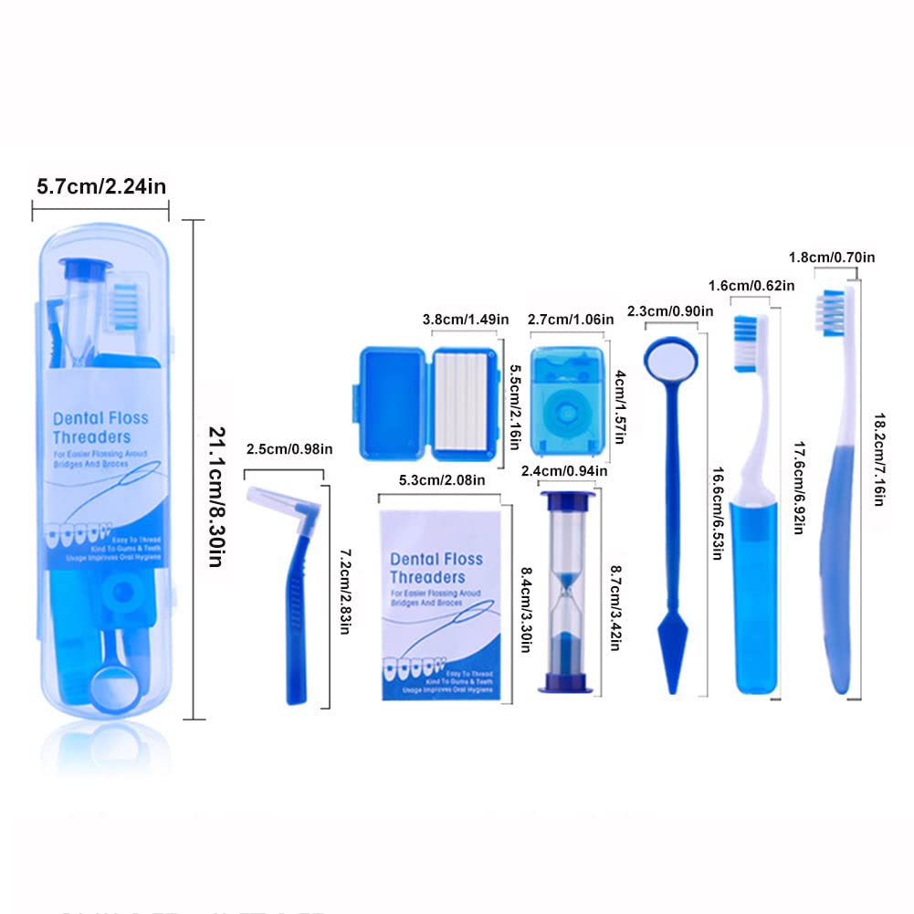 Braces Cleaning Kit - 8pc Dental Care Set with Toothbrush & Case for Travel