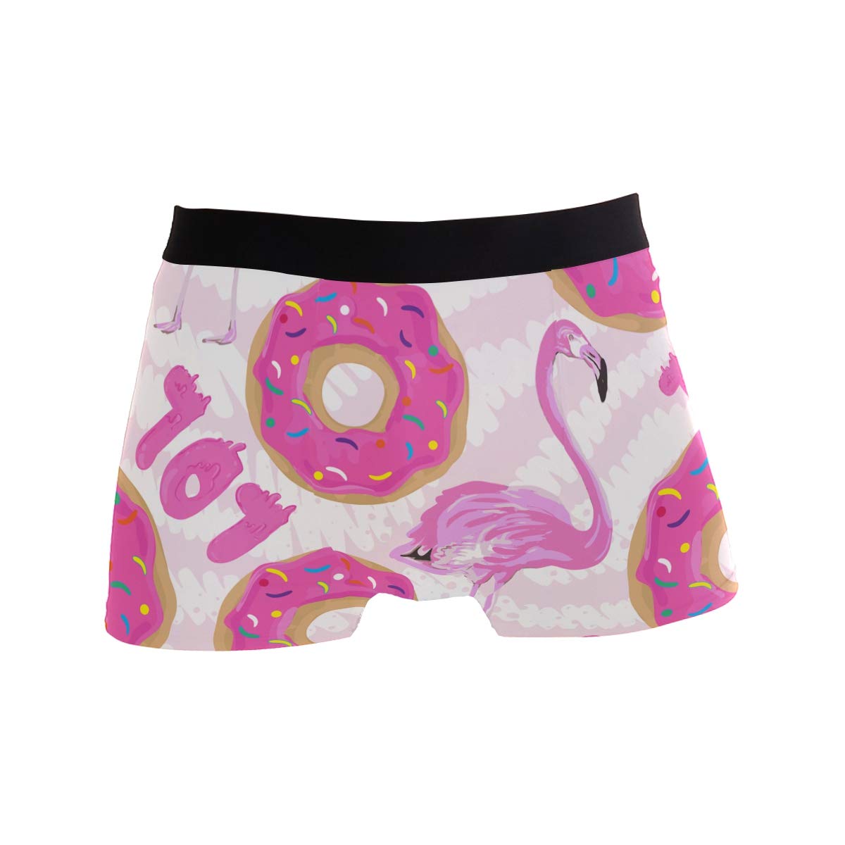 ZZKKO Men's Boxer Briefs - Soft Breathable Cotton Underwear with Donut & Flamingo Print - Comfortable Stretch Fit for Daily Wear, Workout, and Sleep