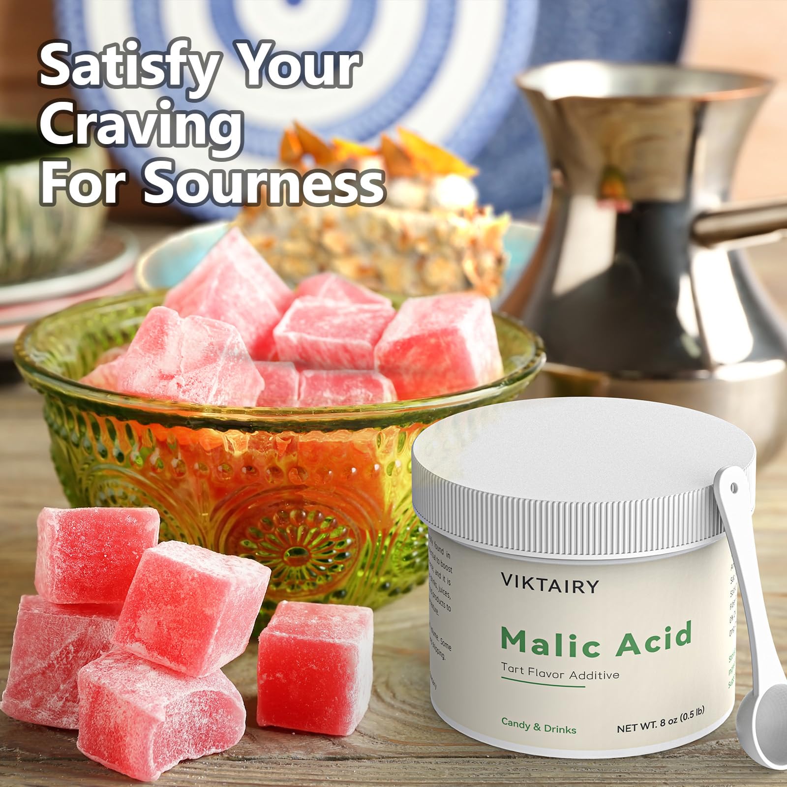 Premium 6 LB Food Grade Malic Acid Powder - Tart Flavor Enhancer for Sour Candy, Gummy Bears, Drinks, Baking & Winemaking | Perfect for DIY Treats, Homemade Beverages & Culinary Creations