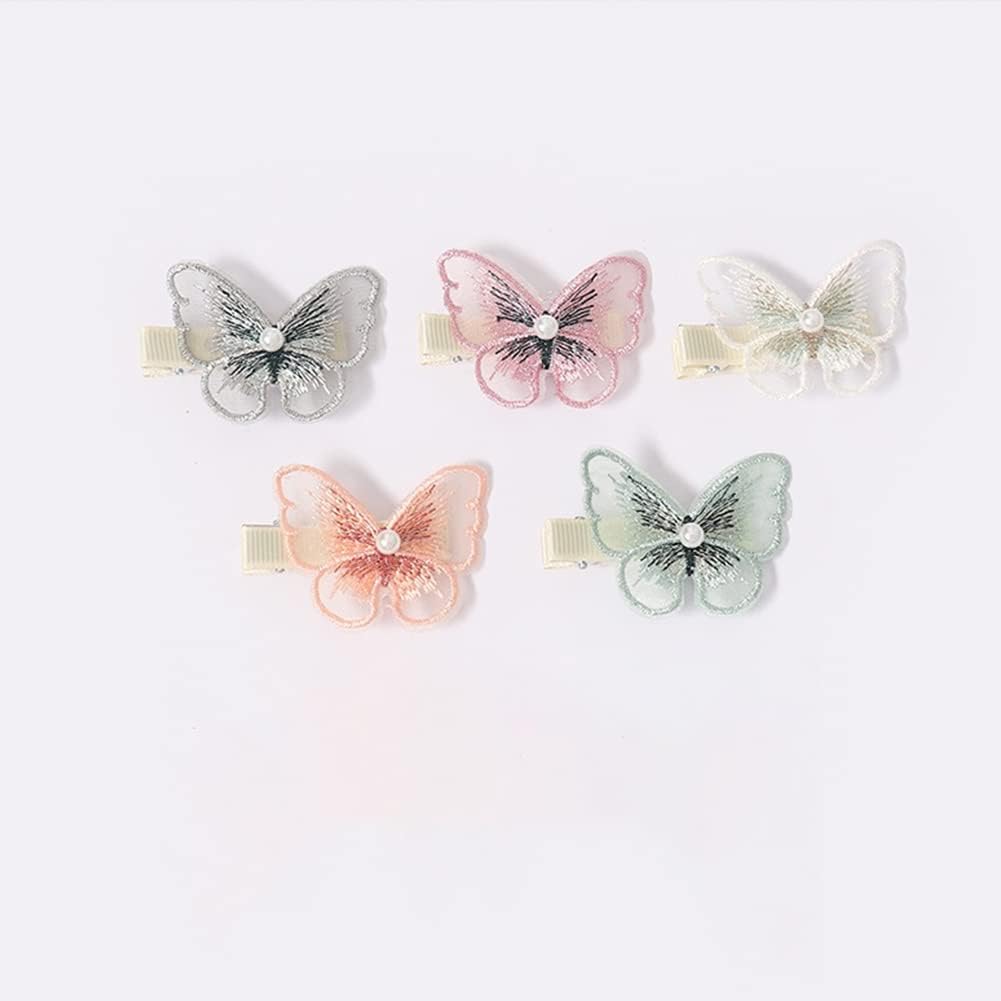 6PCS Butterfly Hair Clips - Lace Flower Barrettes for Women & Girls - Wedding & Party Accessories