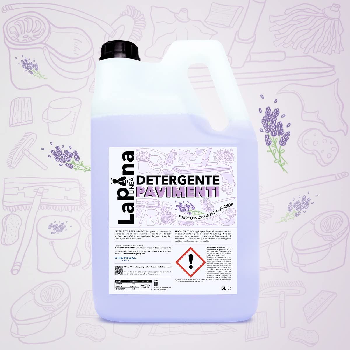 LaPina Lavender Scented Floor Cleaner - Gentle & Effective Hardwood & Tile Floor Cleaner - Safe for Pets & Kids - Ideal for Home, Office & Commercial Use