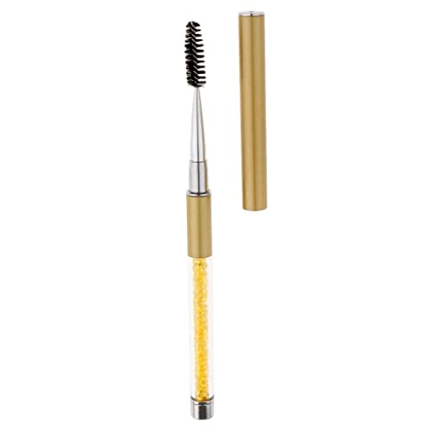 GAH Rhinestones Eyebrow & Eyelash Curling Mascara Brush Applicator Wand - Yellow | Perfect for Professional Makeup & Home Beauty Care