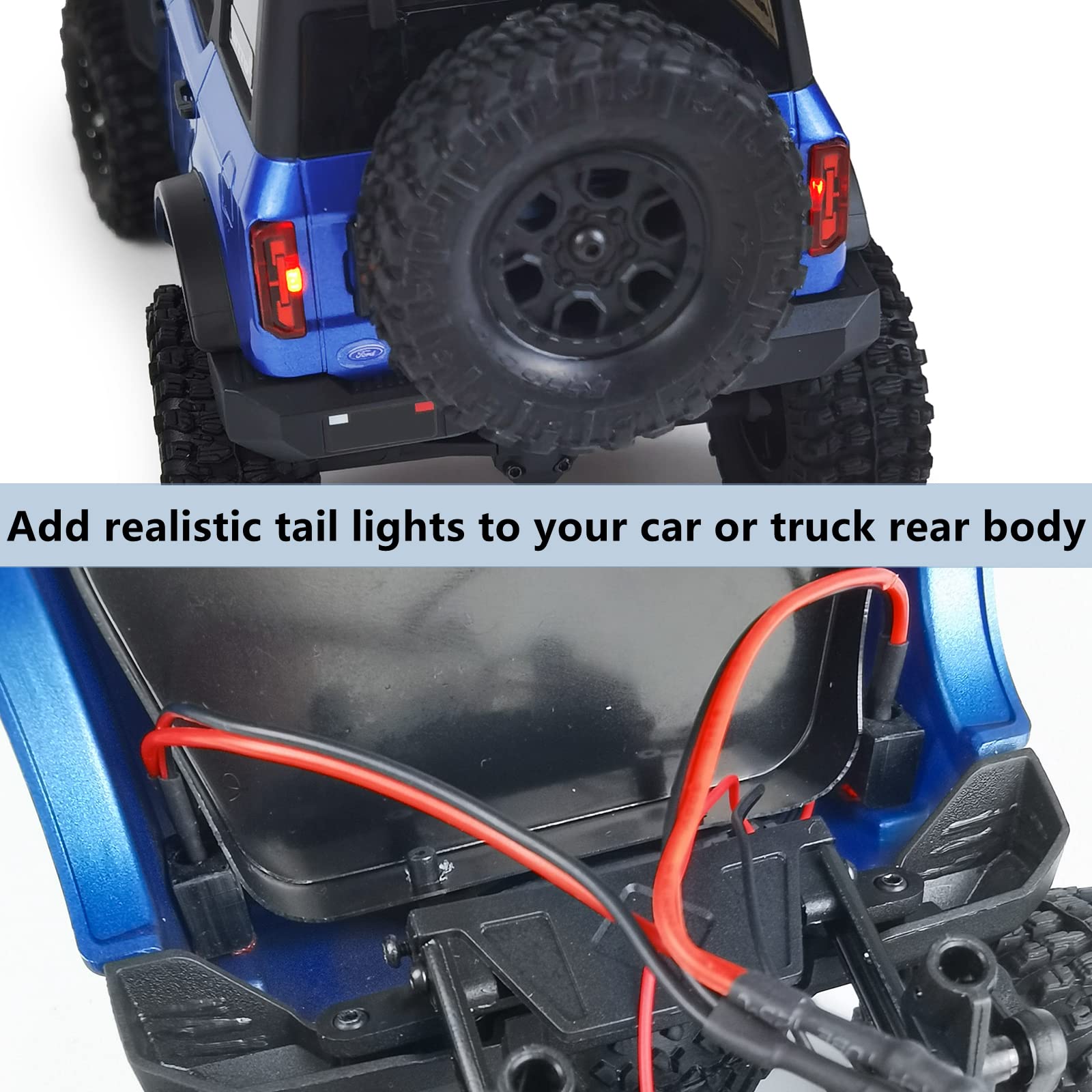1/24 RC Crawler Car SCX24 LED Taillight Rear Lights - Bronco AXI00006 Upgrades Accessories for Off-Road Night Driving & Crawling Adventures
