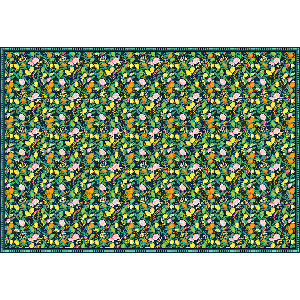 Non-Slip Citrus Fruit Vinyl Floor Mat - Waterproof Kitchen & Bathroom Rug - Anti-Fatigue Comfort for Home, Office, Dorm - Easy to Clean & Maintain