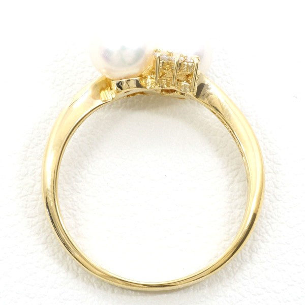 18K Yellow Gold Pearl Diamond Ring for Women - Elegant Bridal Jewelry & Wedding Engagement Gift - Perfect for Anniversaries, Proposals & Special Occasions