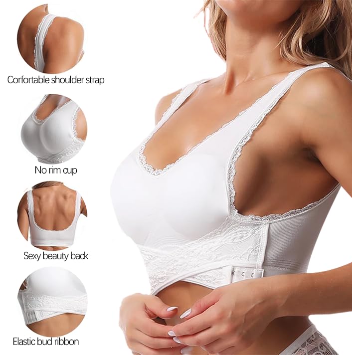 AWAVM Women's Comfortable Corset Bra with Front Cross Design & Side Buckle Lace - Perfect for Daily Wear, Workout, and Special Occasions