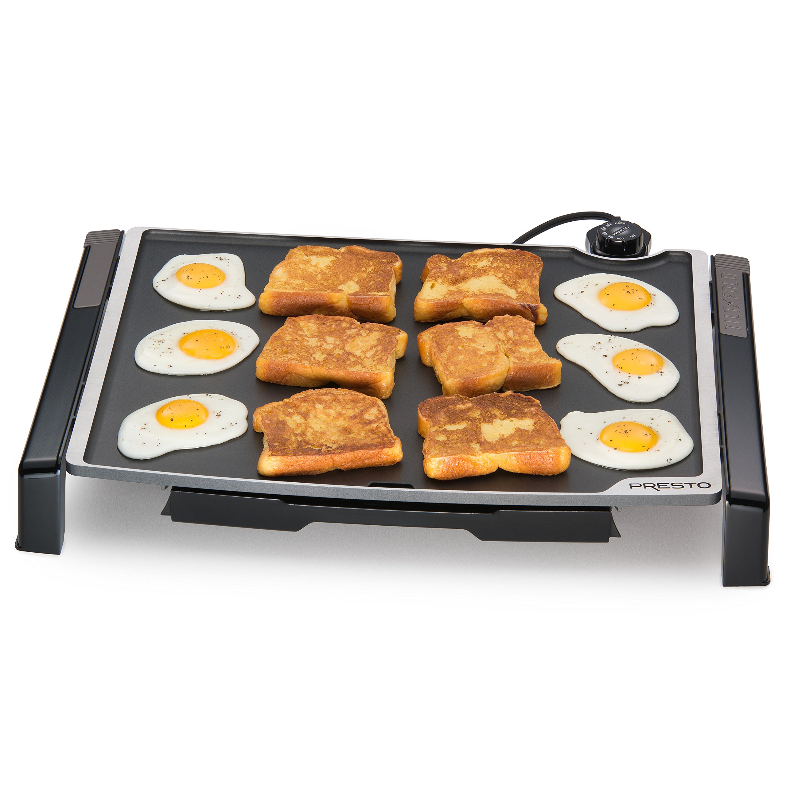 Presto 07073 19-Inch Black Electric Tilt-N-Fold Griddle & 06857 16-Inch Black Electric Foldaway Skillet - Perfect for Home Kitchen, Camping, and Outdoor Cooking