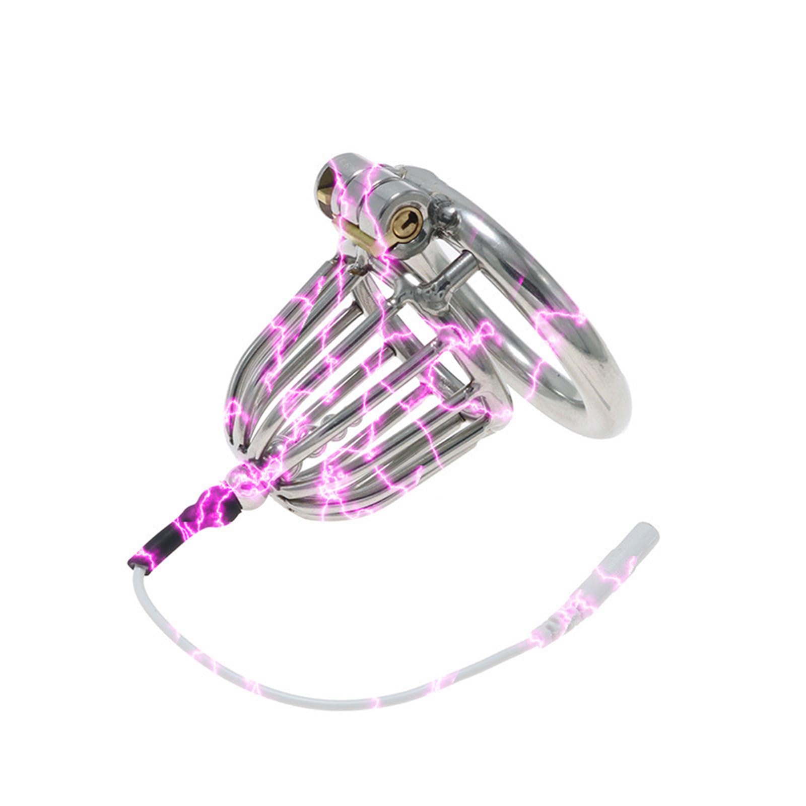 Electric Shock Hollow Chastity Lock Device - Men's Anal Plug Set for BDSM Play & Adult Toys - Perfect for Couples Bondage, Role Play & Sensation Exploration