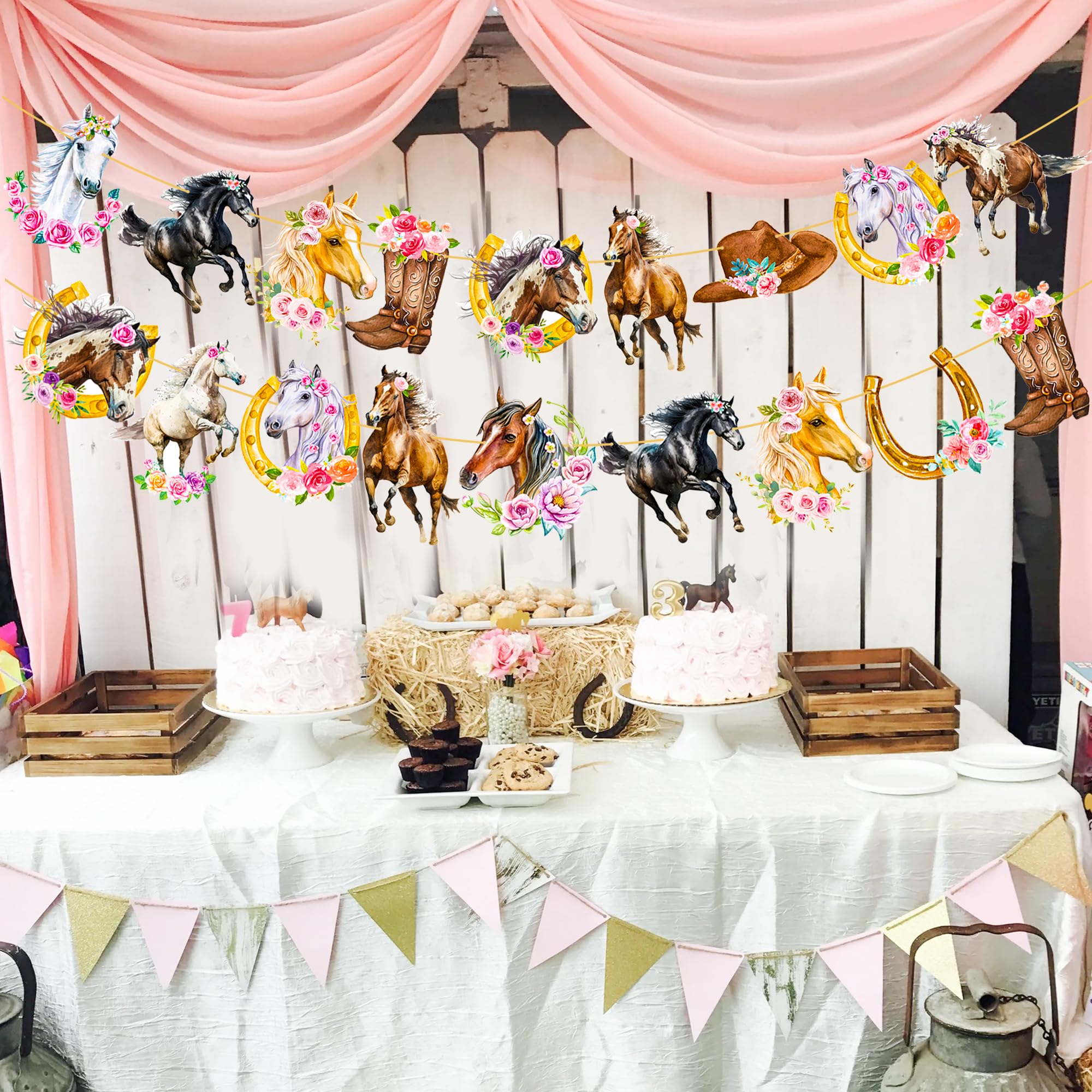 Western Cowgirl Party Decorations - 2pcs Cowgirl Banner Set for Horse Birthday Party, Baby Shower & Country Themed Events | Perfect for Western Decor, Cowgirl Birthday Party Supplies & Rustic Home Decorations