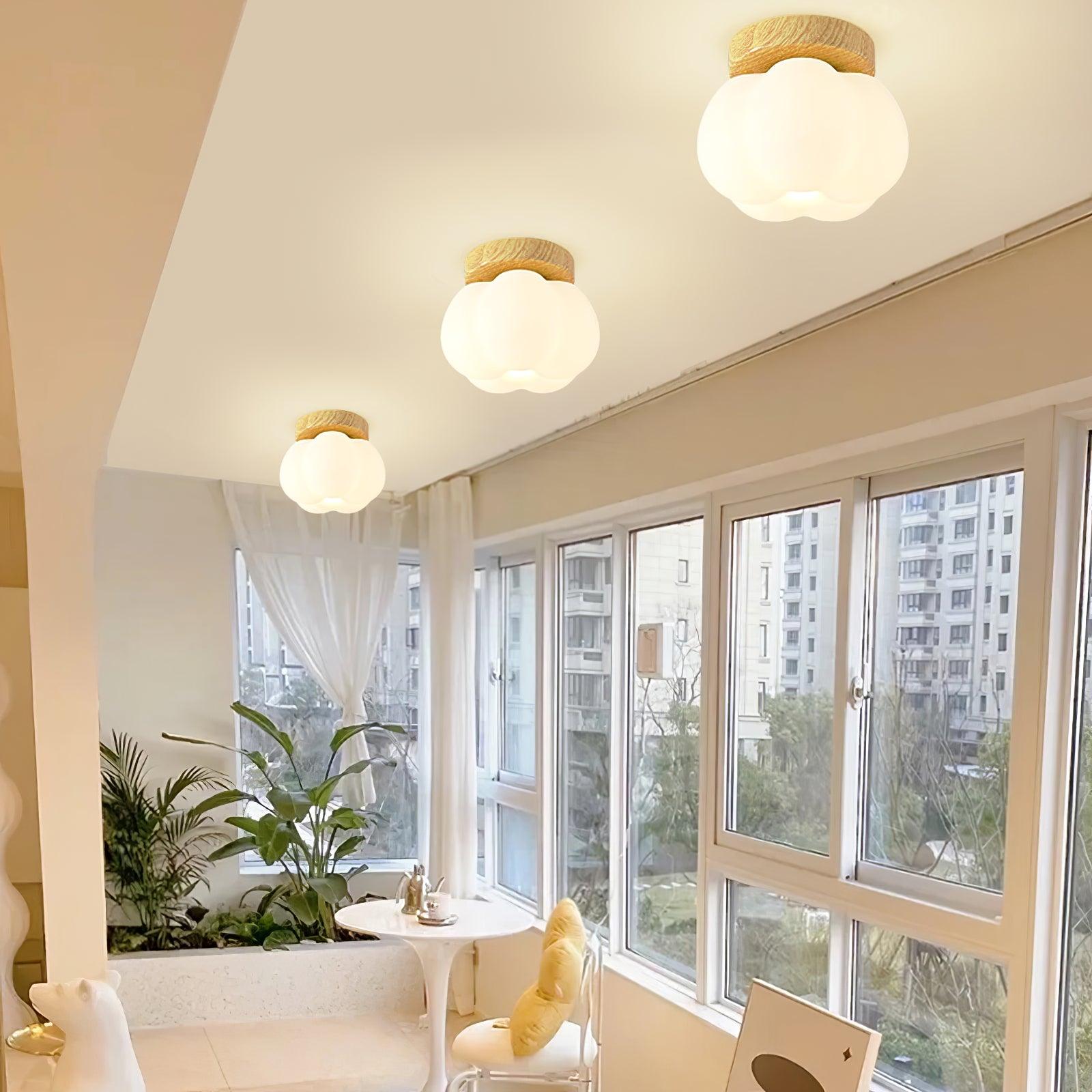 Kapok Flower Mini Ceiling Lamp - Modern Boho Pendant Light for Bedroom, Living Room & Nursery - Handmade Cotton Blossom Chandelier with Warm White LED Bulb (Perfect for Home Decor, Dorm & Apartment Lighting)